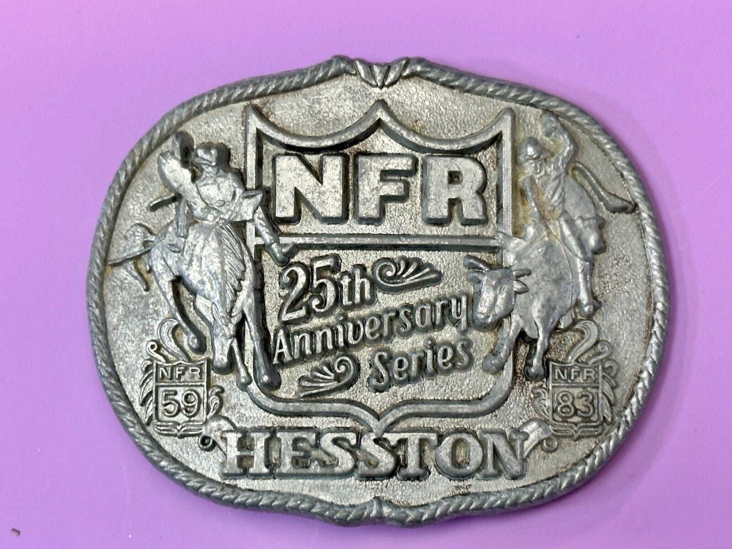 1983 Hesston National Finals Rodeo 25th Anniversary Adult Collectors Belt Buckle