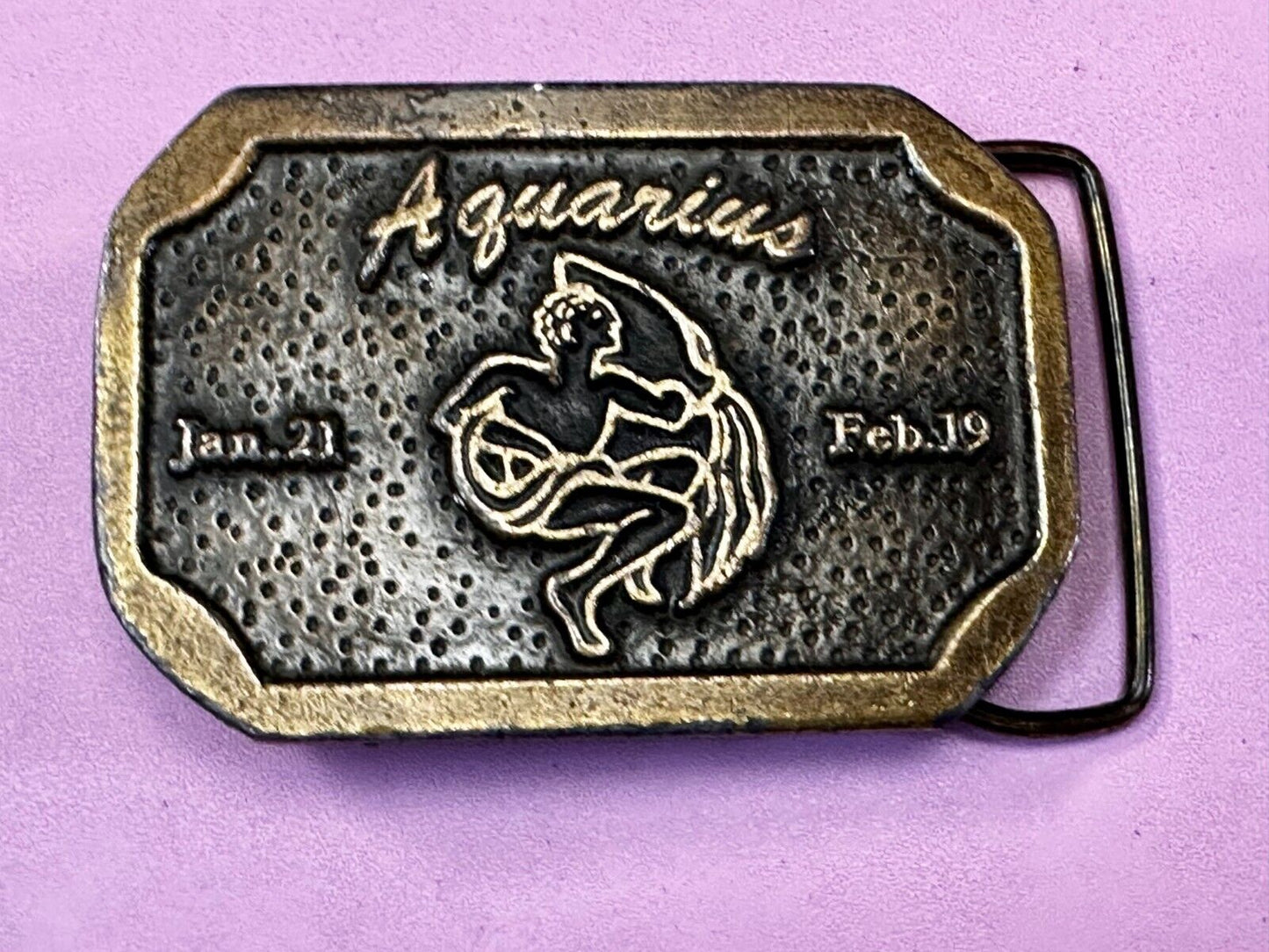 AQUARIUS Jan 21 - Feb 19 Horoscope Astrological Zodiac Cal Metals Belt Buckle