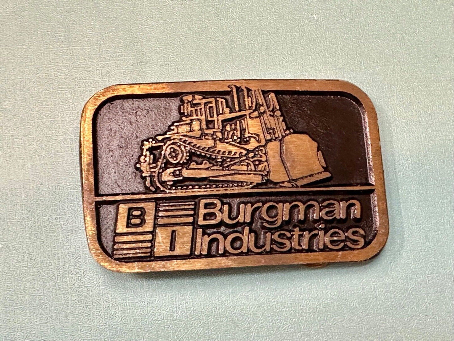 Vintage Burgman Industries Company Advertising brass Dynabuckle belt buckle