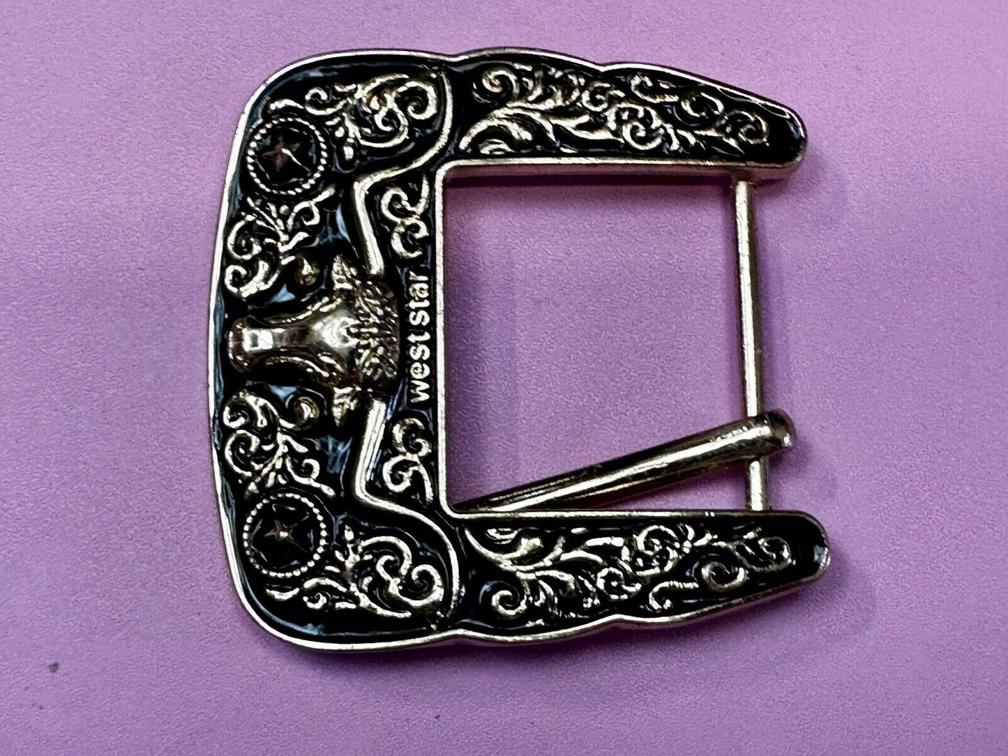 Texas Ranger Style Longhorn Vintage Replacement Dress Belt Buckle West Star