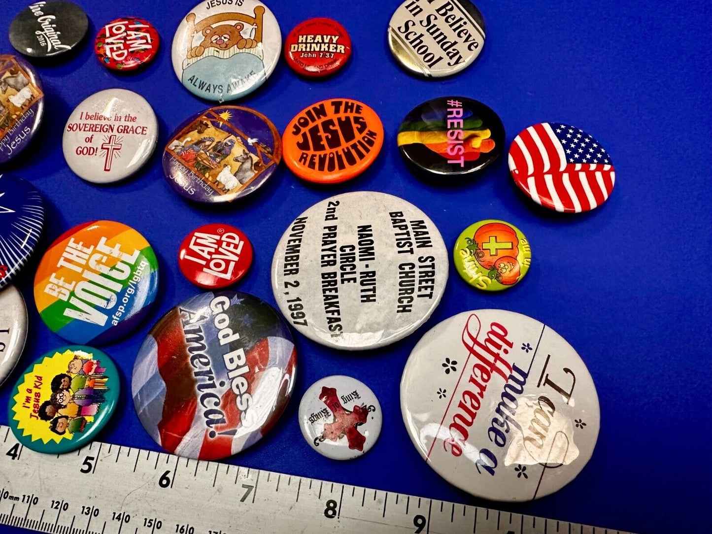 20 Religious Button Pins Pinbacks Mixed Lot Grab Bag Resale Gifts!