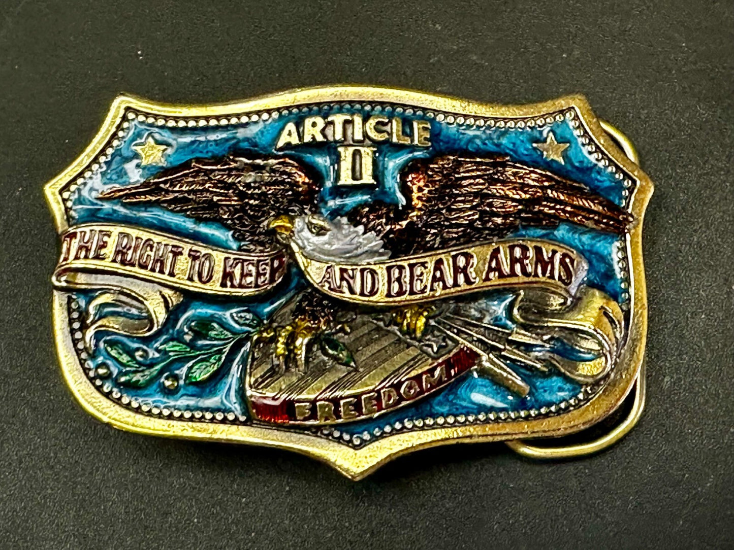 The Right To Keep and Bear Arms Article II VTG 1982 Great American Belt Buckle