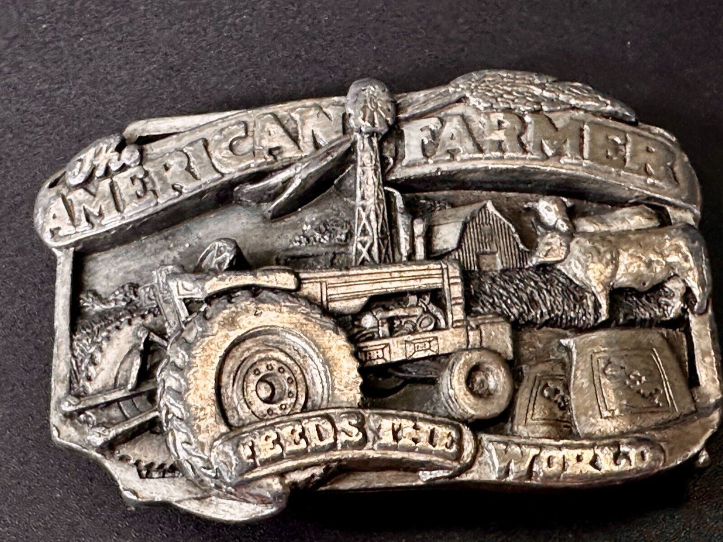 The American Farmer Feeds The World Tractor Farming Commemorative Belt Buckle