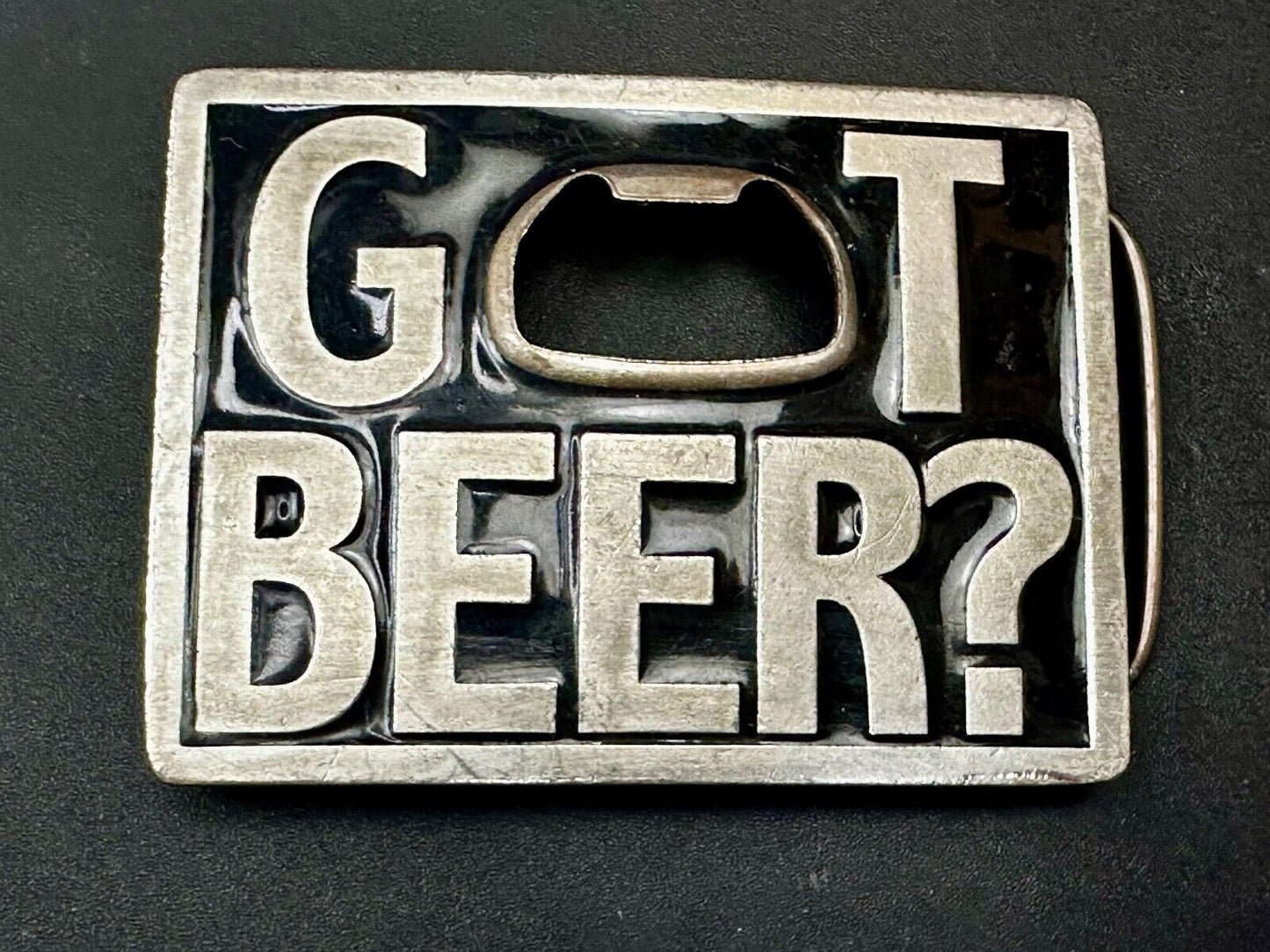 Vintage 1999 Bergamot "Got Beer?" Bottle Opener Belt Pewter Buckle Made in USA