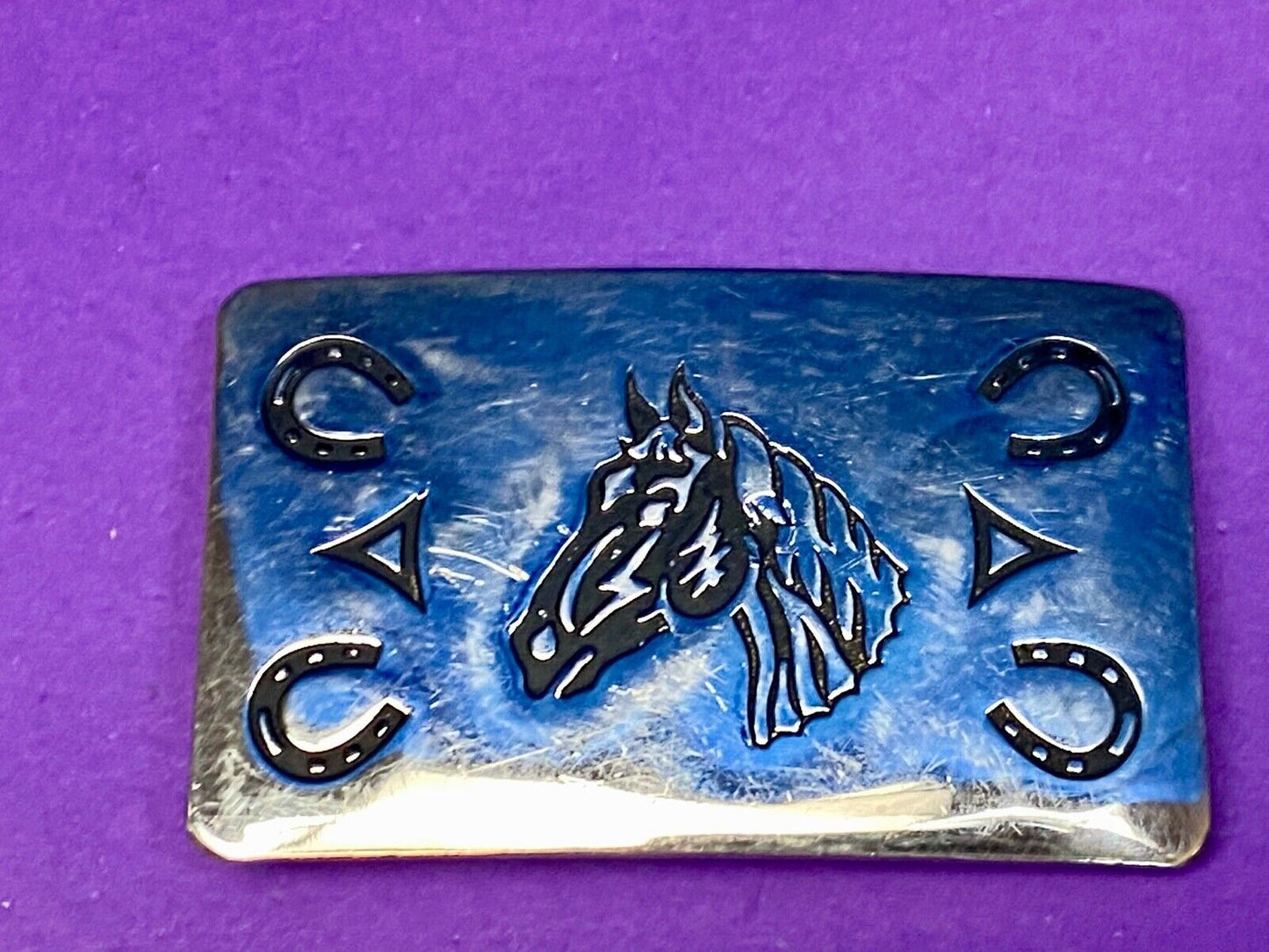 Vintage Chambers Belt Company Horse Head Shoes US made lucky western Buckle