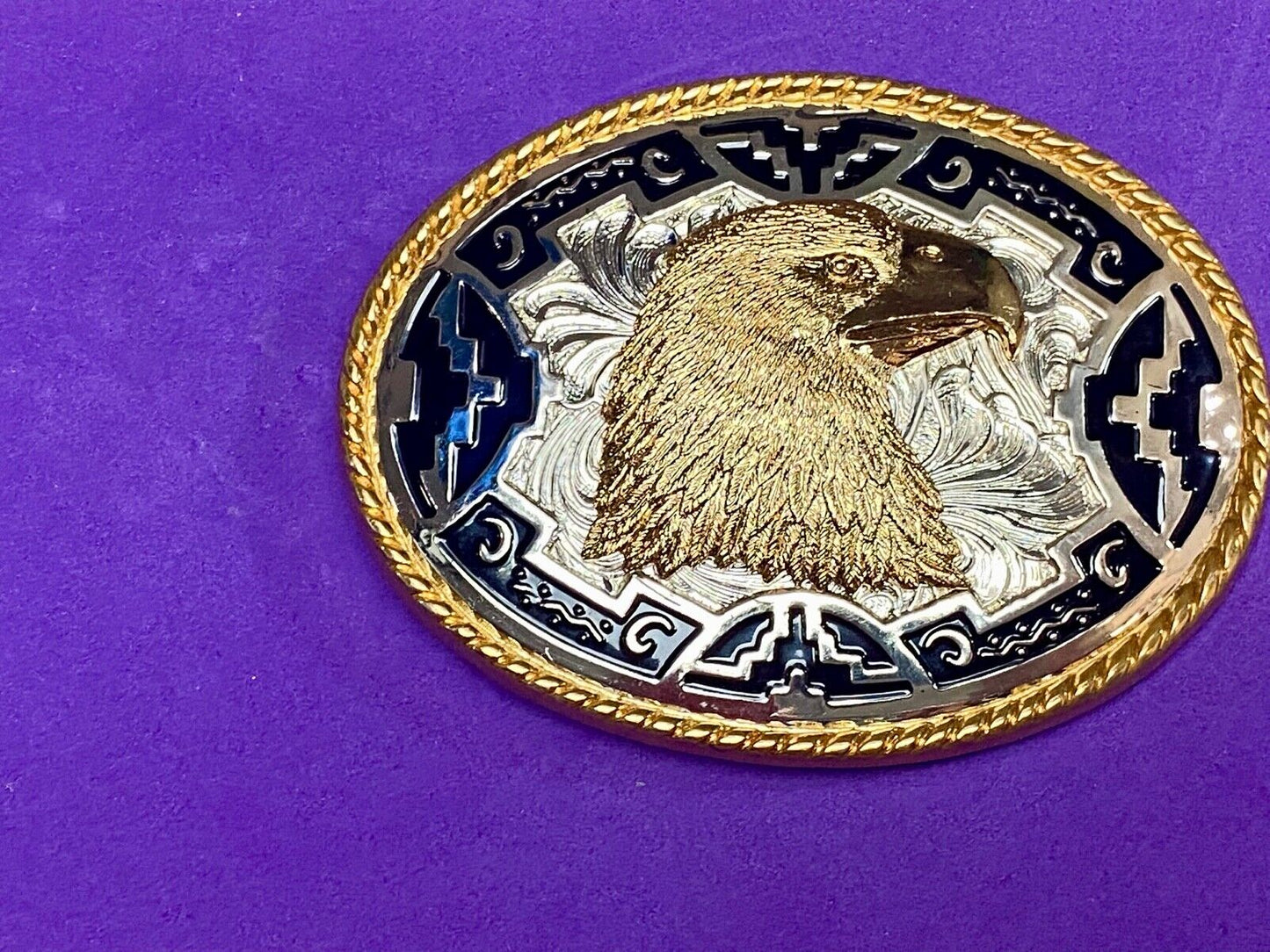 Beautiful American Bald Eagle Bird Southwest Style Vintage Belt Buckle by Ivan