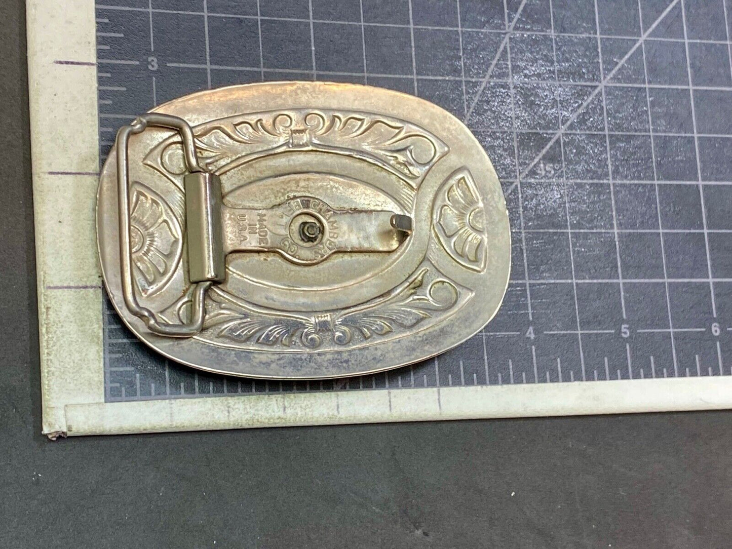 Vintage Cowboy Boots Centered On Western Belt Buckle By Chambers