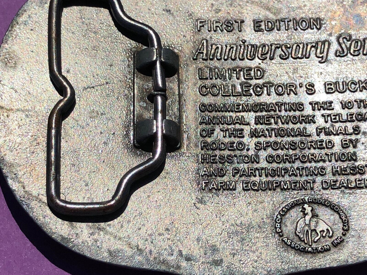 1983 25th Anniversary Series Hesston National Finals Rodeo Belt Buckle 3.5x3"