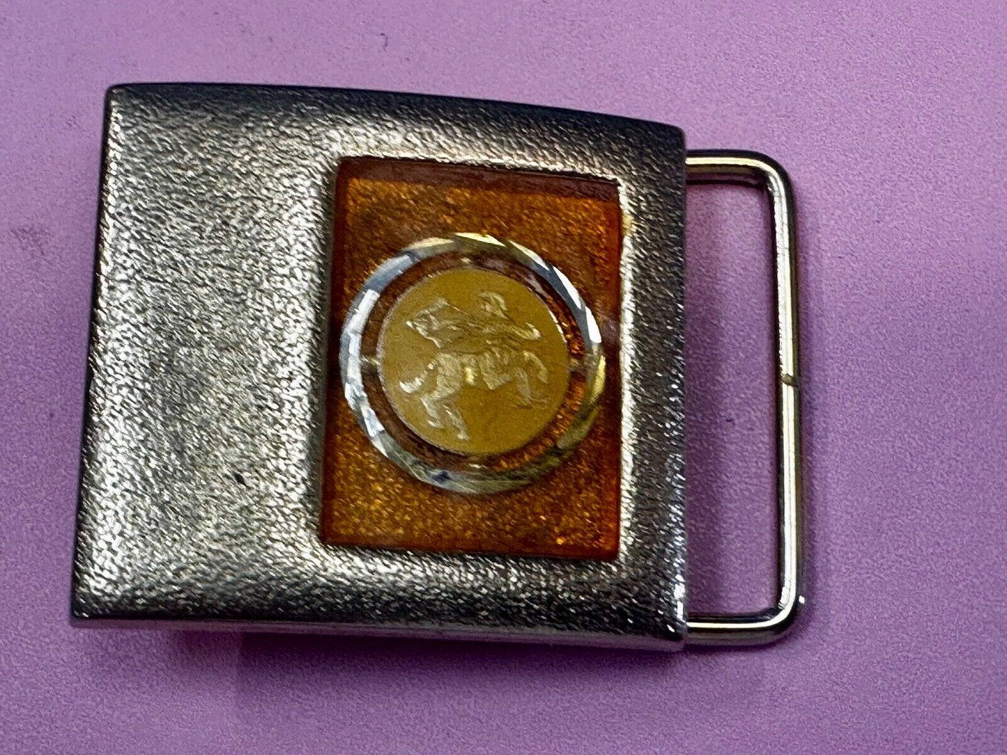 Symbol? Dancing Couple? - Vintage Two Tone Belt Buckle by Lee NY