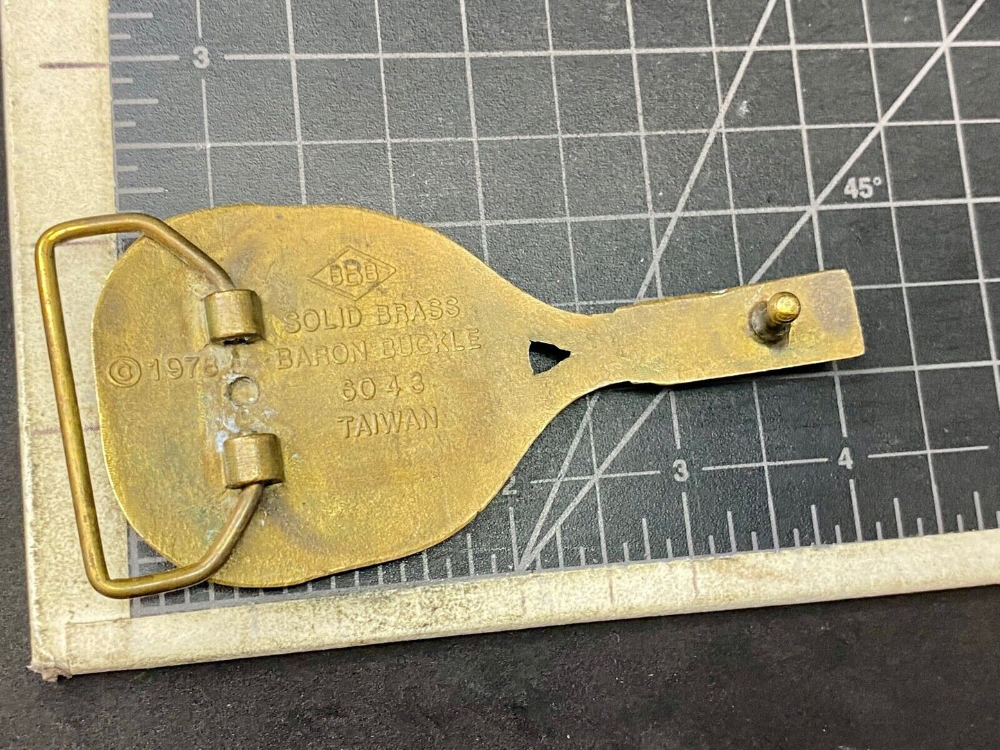 Tennis Racquet & Ball Vtg. 1978 Solid Brass Sports Belt Buckle -Baron Buckles