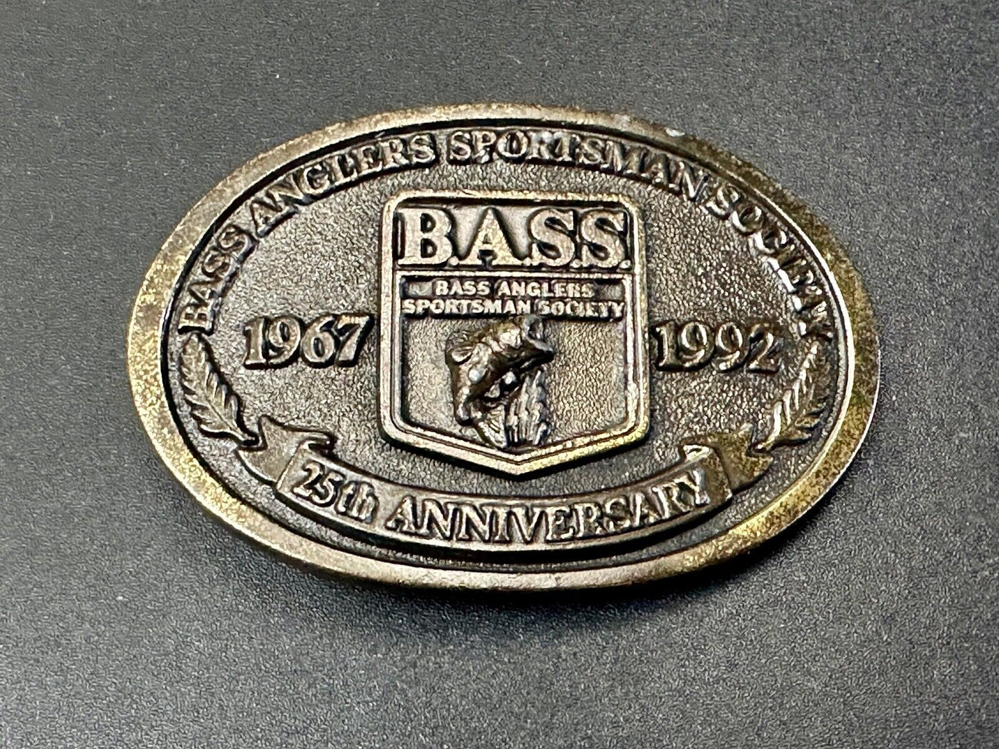 BASS 25th Anniversary Belt Buckle Bass Anglers Sportsman Society 1967 1992