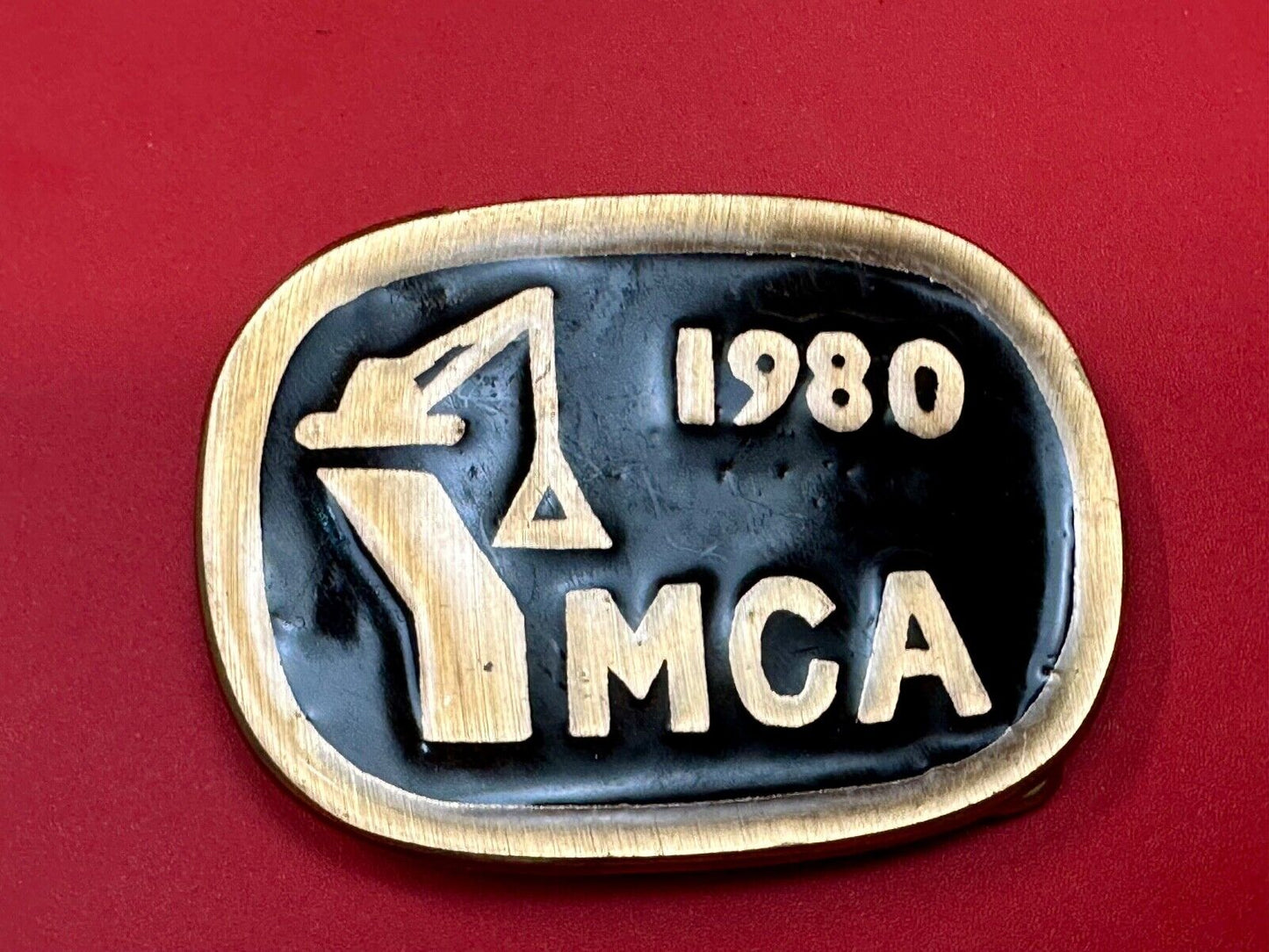 Vintage 1980 MCA crane Construction Street Heavy Equipment belt buckle