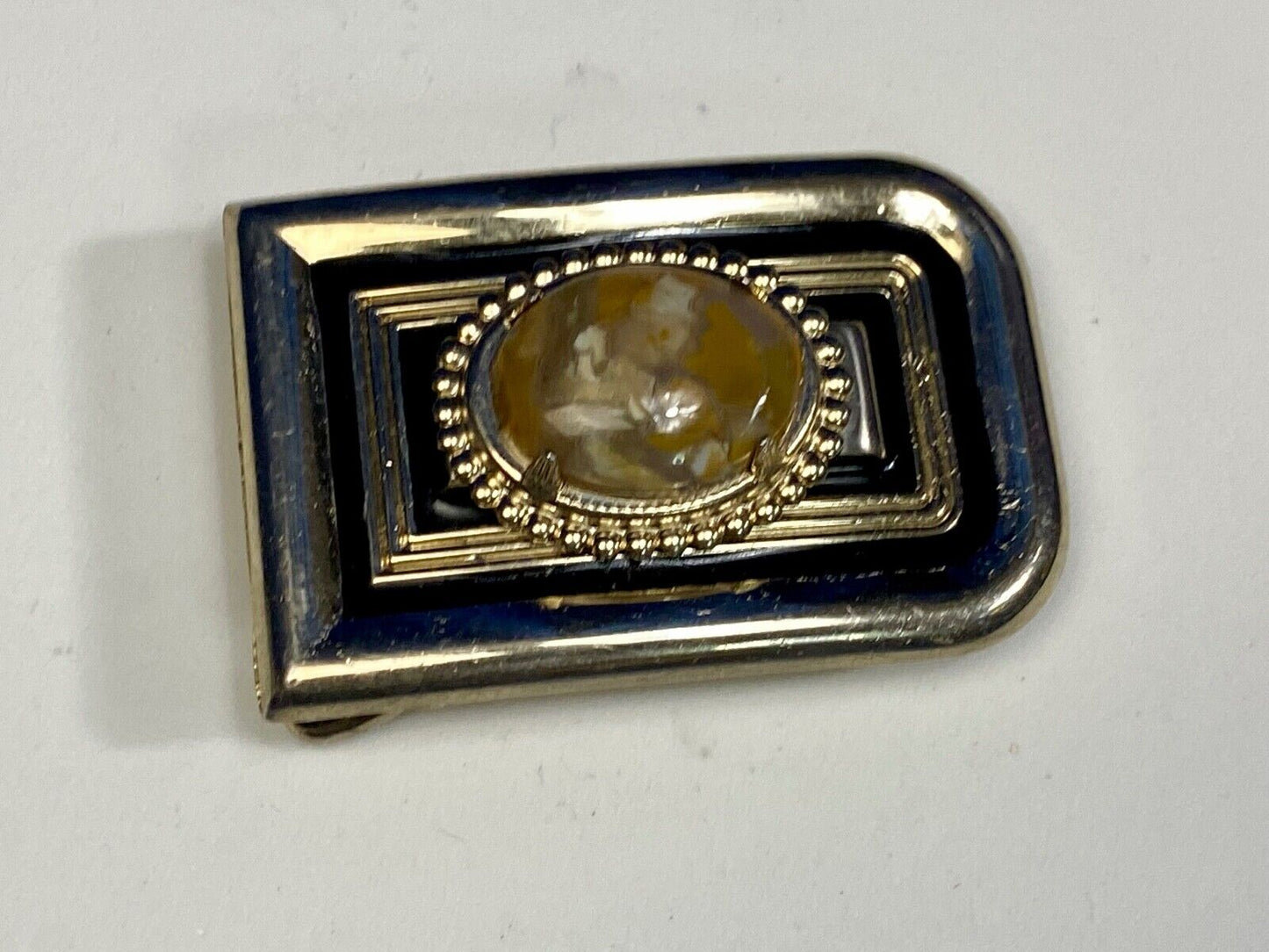 Vintage Cab Cabochon Stone Centerpiece On Small Gold Tone Belt Buckle