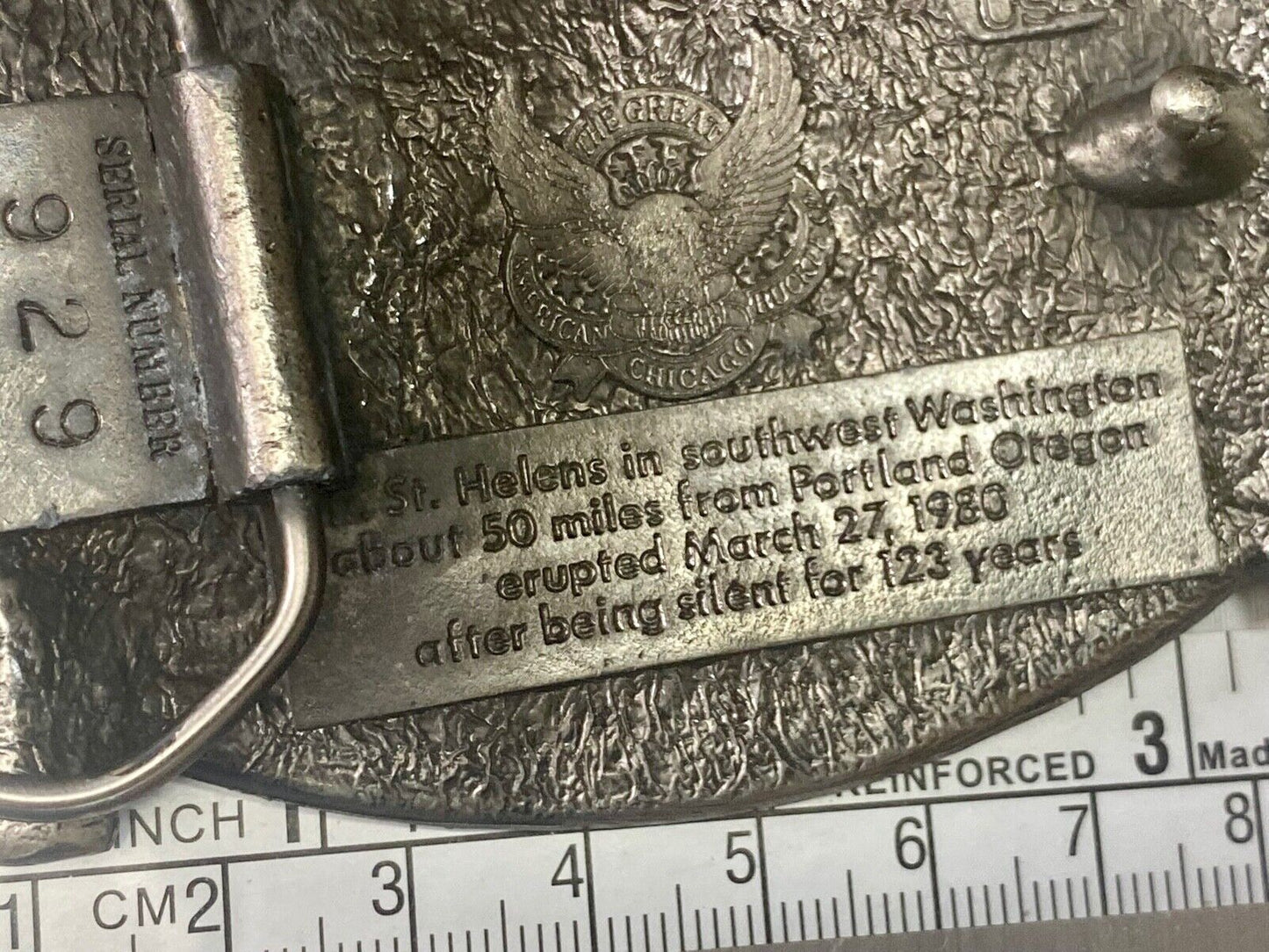 Vintage 1980 Mount Saint Hellens Volcano Eruption Great American Belt Buckle