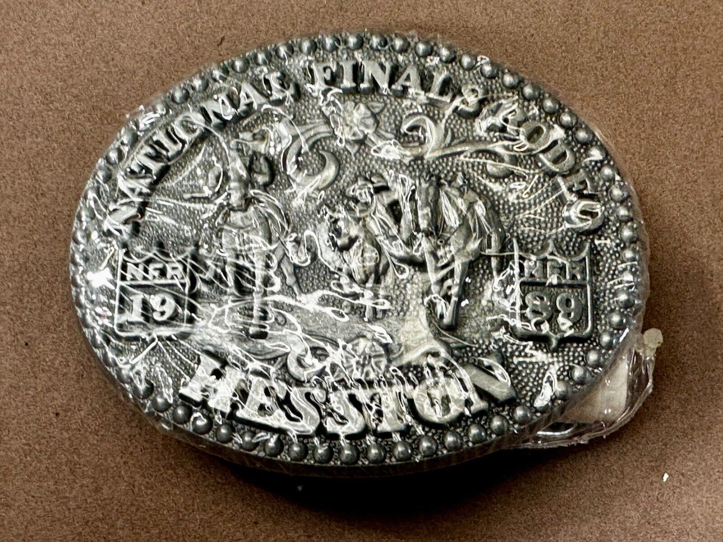 1989 Hesston National Finals Rodeo NFR Cowboys Youth Size NOS Belt Buckle