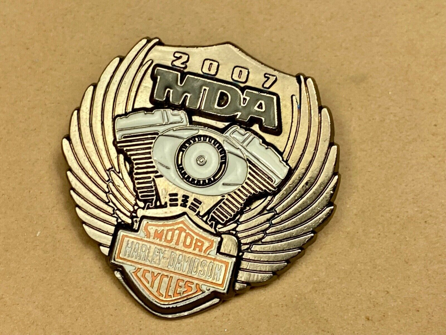 2007 MDR Ride Harley Davidson Motorcycle Collectors pin Engine & Wings