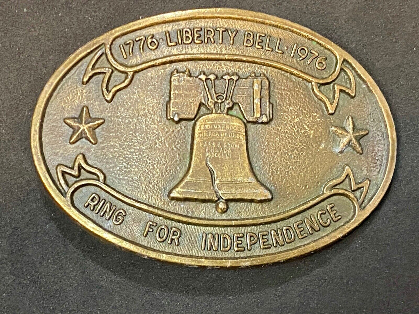 Bicentennial 1776-1976 Liberty Bell, Ring for Independence Oval Belt Buckle