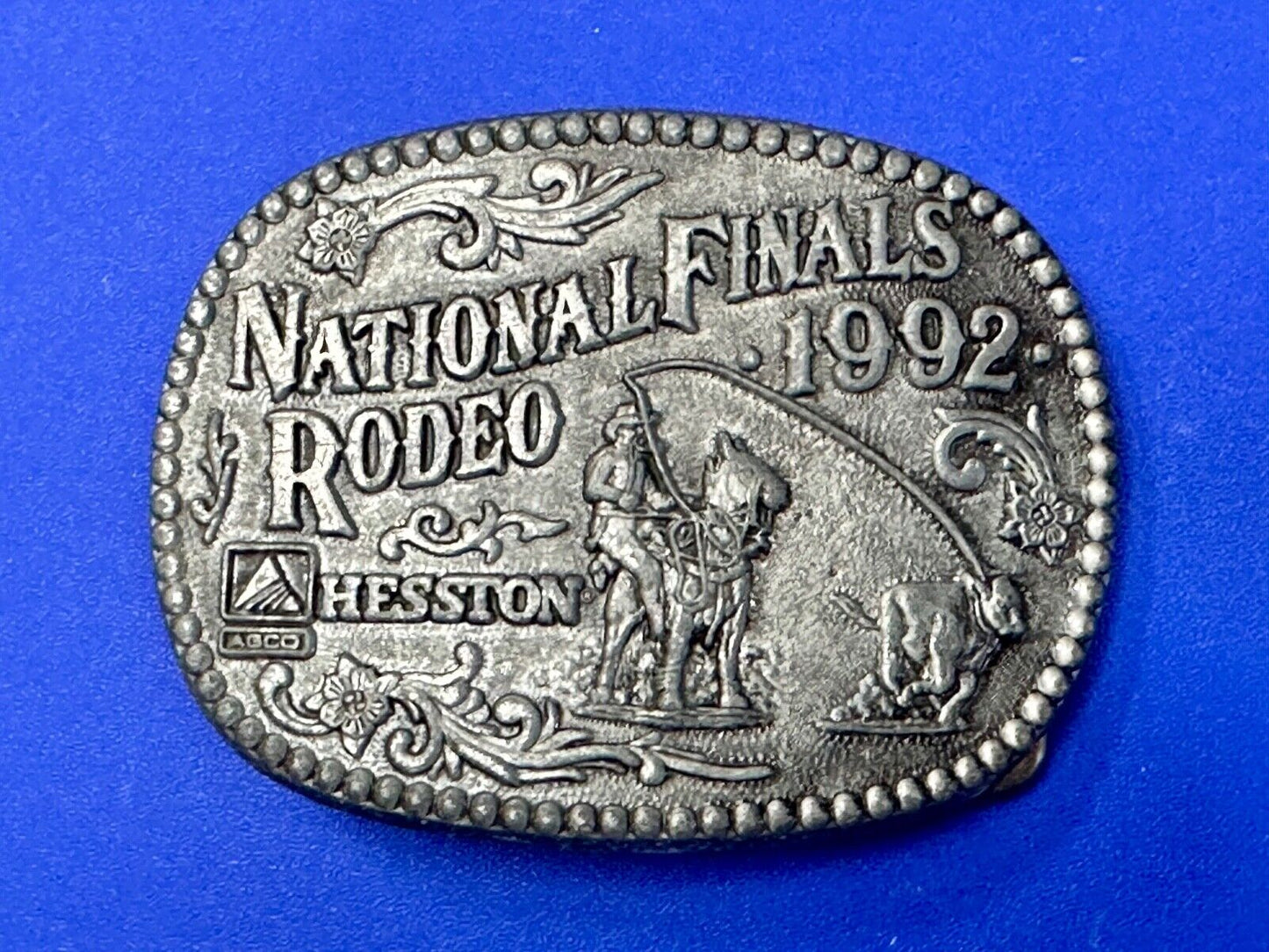 1992 Hesston National Finals Rodeo NFR Youth Size Award Design Medal Belt Buckle