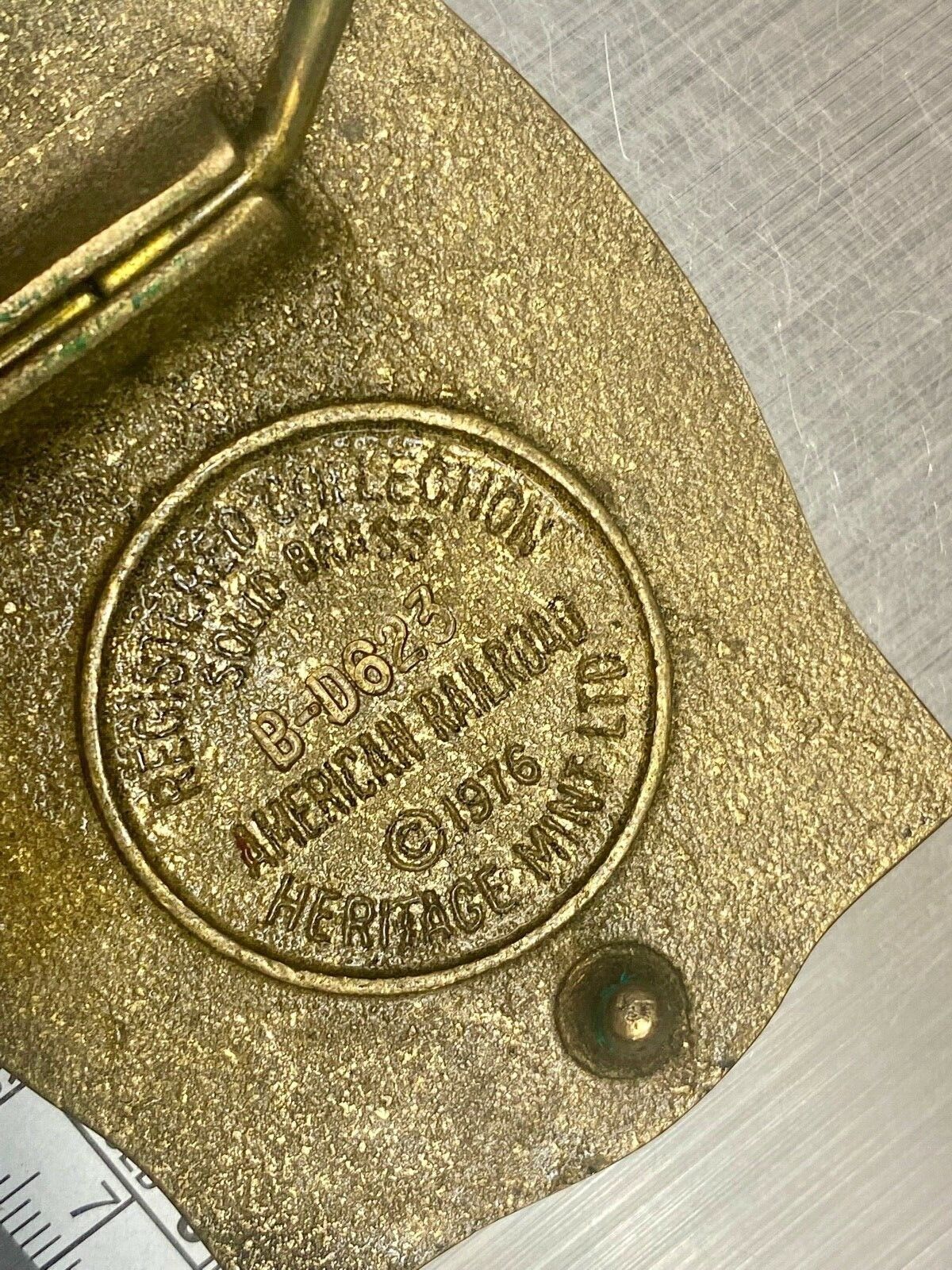 Vintage 1976 American Rr Railroad Solid Brass Train Belt Buckle Heritage Mint