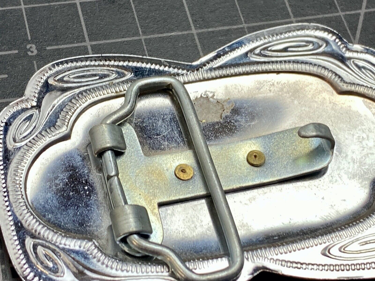 VINTAGE DIMENSIONAL WESTERN HORSE HEAD through HORSESHOE EQUESTRIAN BELT BUCKLE