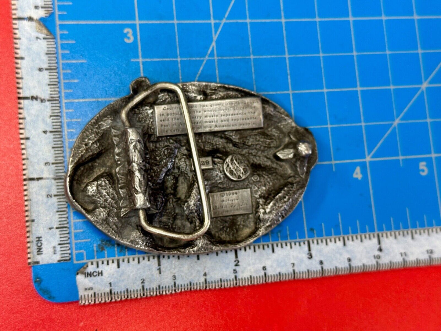 Vintage Enameled Country Music Guitar Fiddle - Bergamot Brass works Belt Buckle