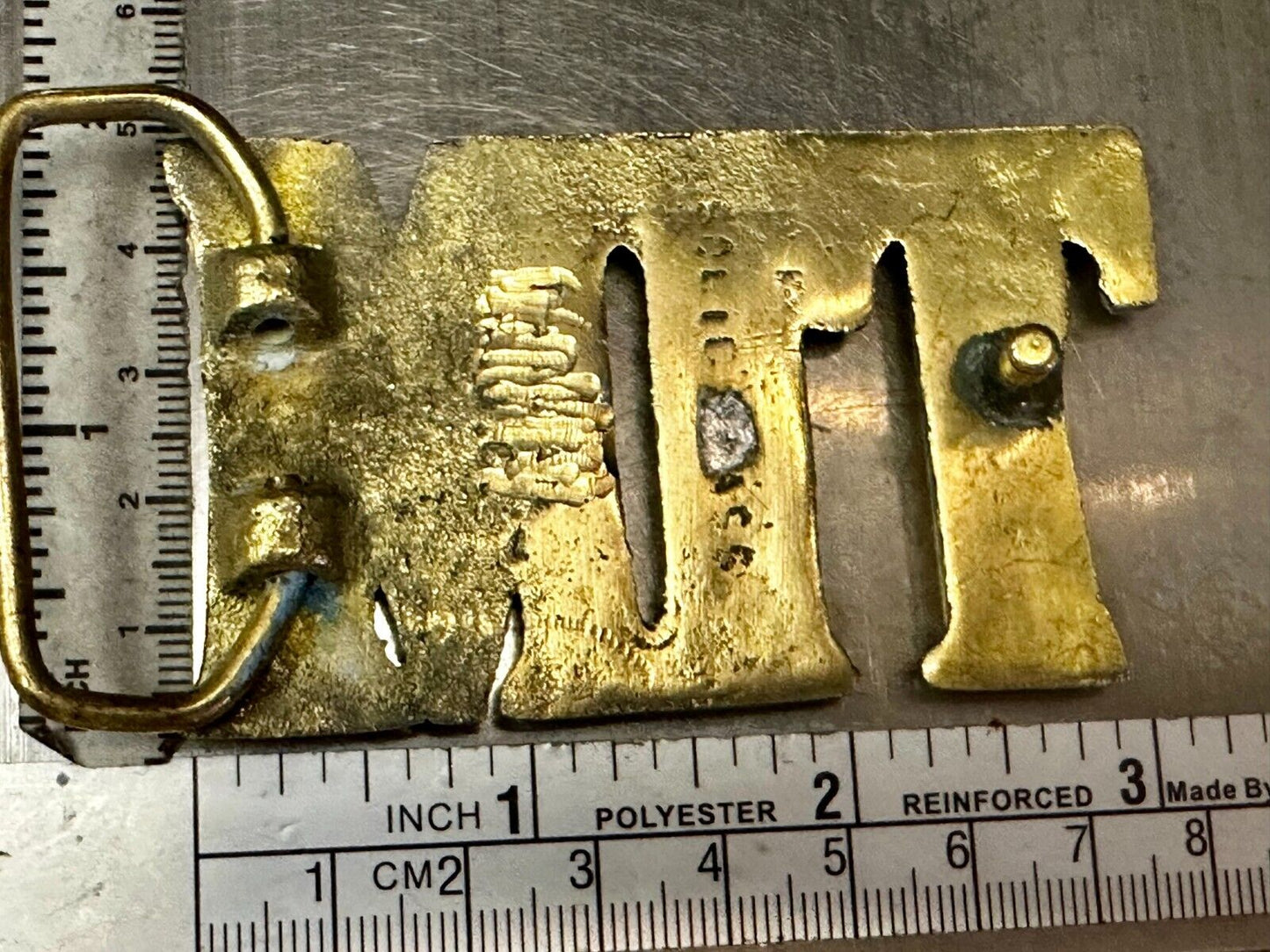 TIM Custom Name in cutout block letters solid brass belt buckle - Taiwan ROC