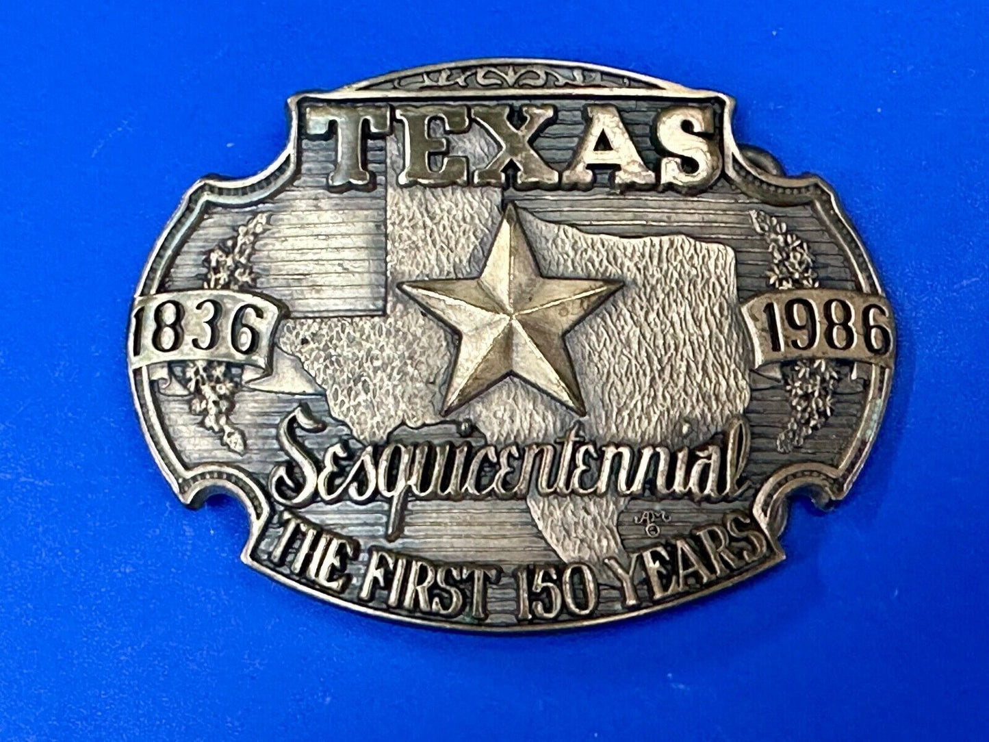 Texas Sesquicentennial 1836-1986 Solid Brass 1st Edition ADM Belt Buckle