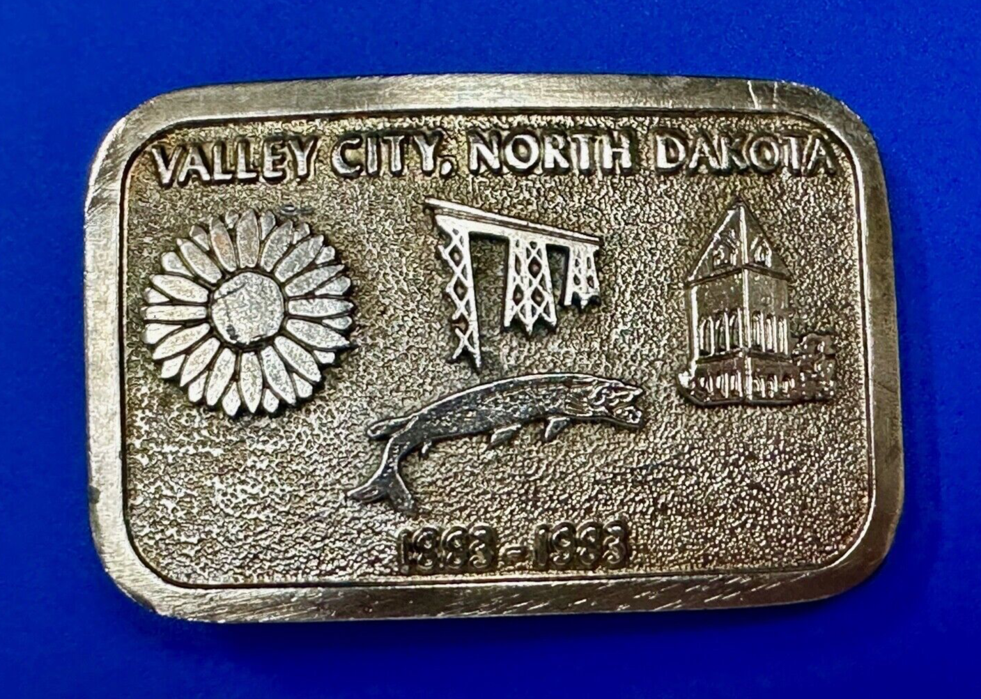 Vintage 1983 Valley City City State Commemorative North Dakota belt buckle