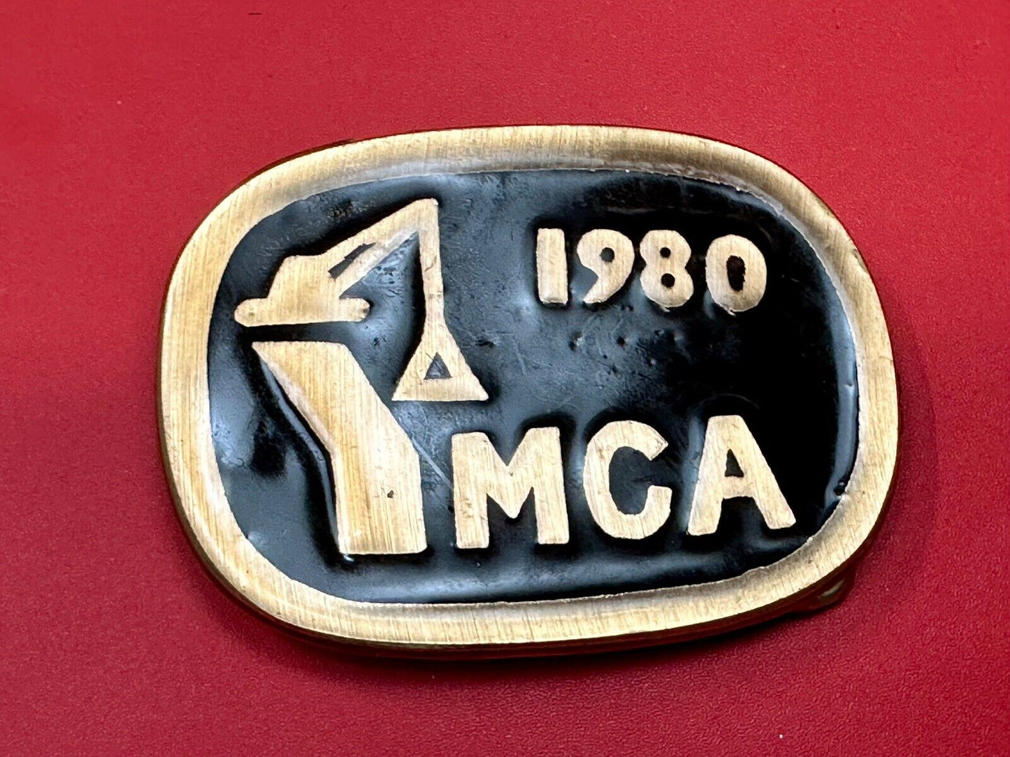Vintage 1980 MCA crane Construction Street Heavy Equipment belt buckle