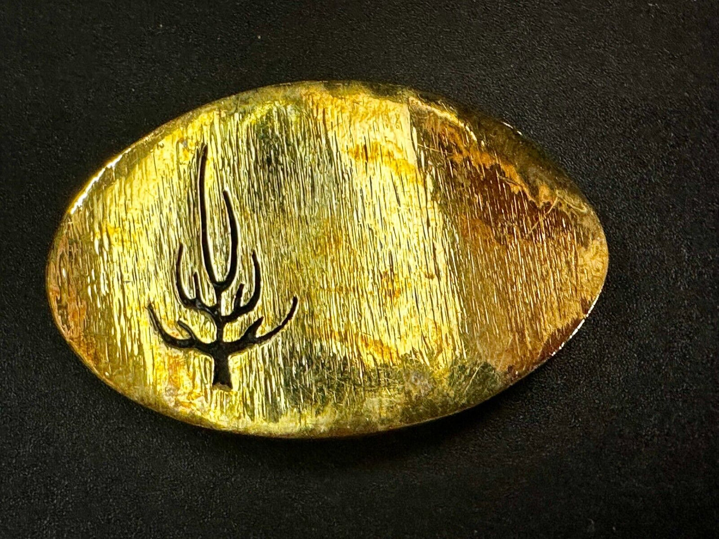 Black inland Fall Tree Small Hippy Vibe Brass Belt Buckle for up to a 1.25" belt