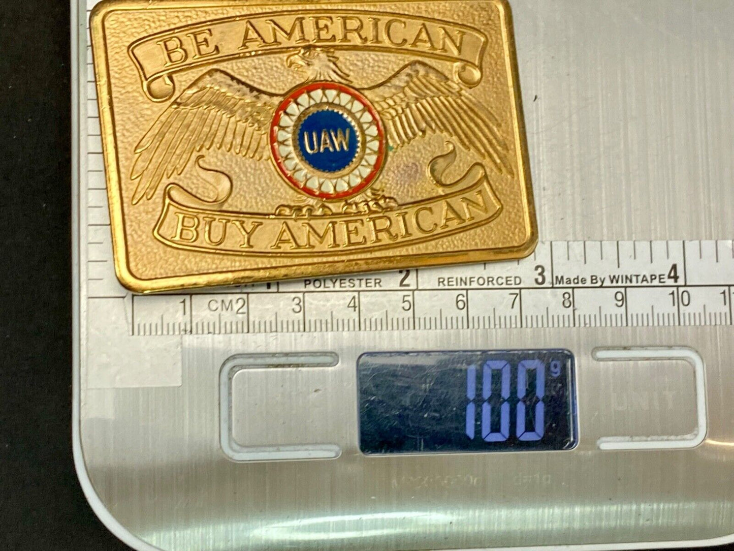 Be American, Buy American Patriotic Vintage Uaw Union Belt Buckle