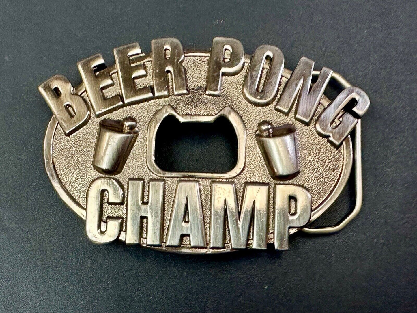 Beer Pong Champ Bottle Opener, Belt Buckle Award funny Novelty by Kalan