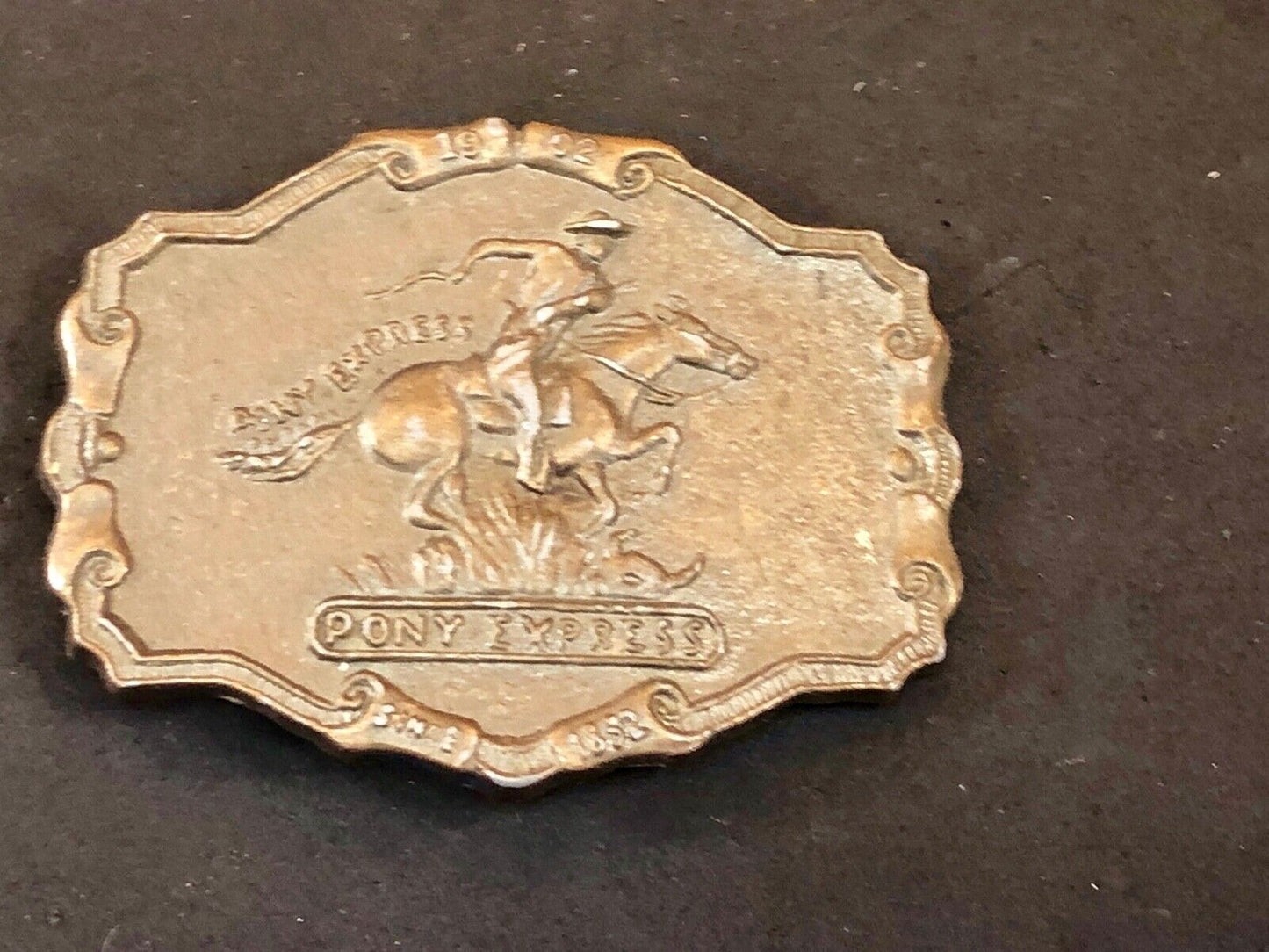 The Historic Providence Mint Pony Express Horse Rider Western Framed Belt Buckle