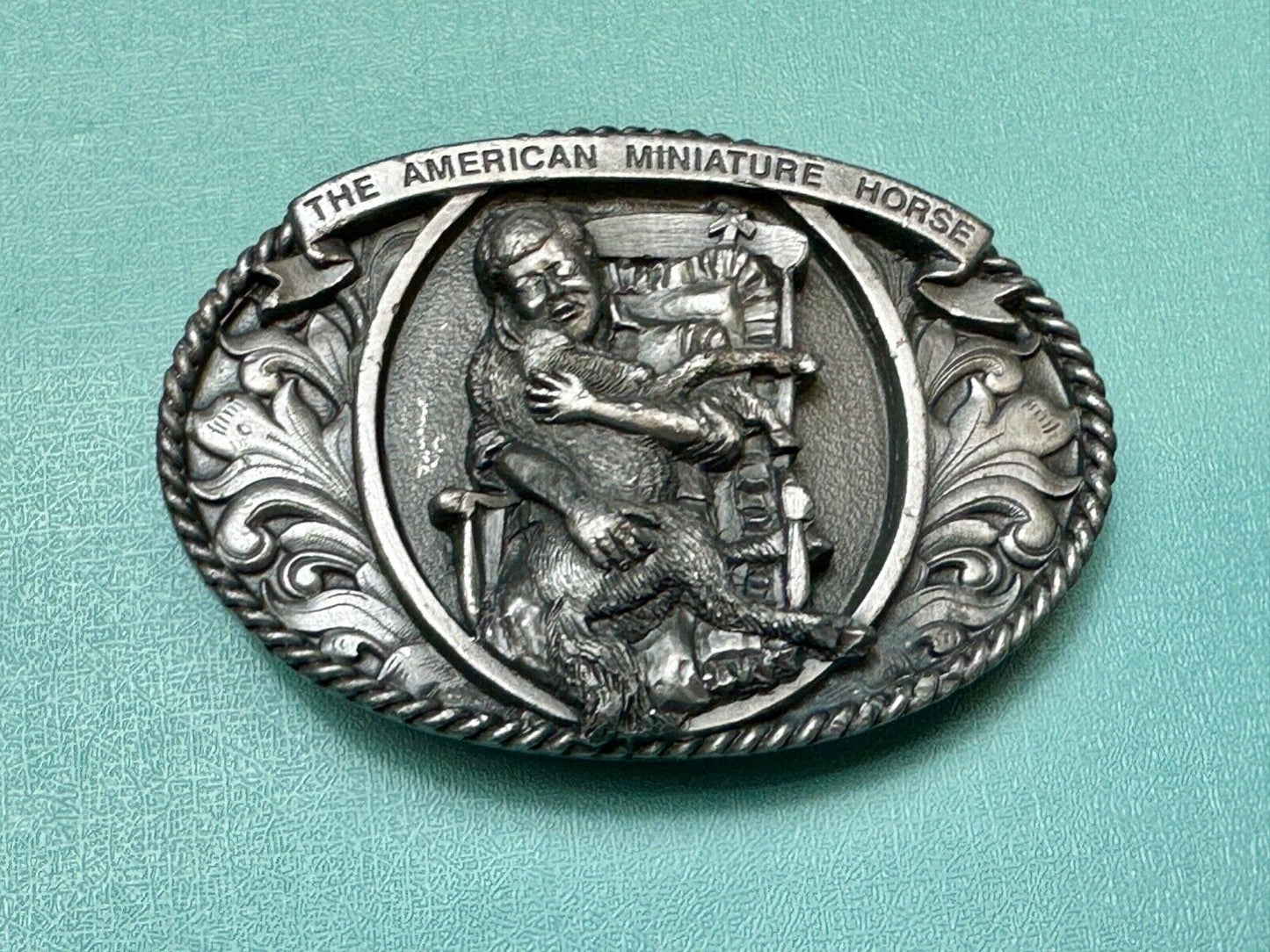 The American mini miniature horse commemorative belt buckle Love You can Hold!