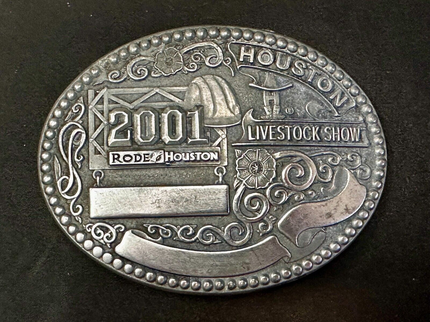 2001 Houston Rodeo & Livestock Show Texas Blank Trophy Ribbon Belt Buckle