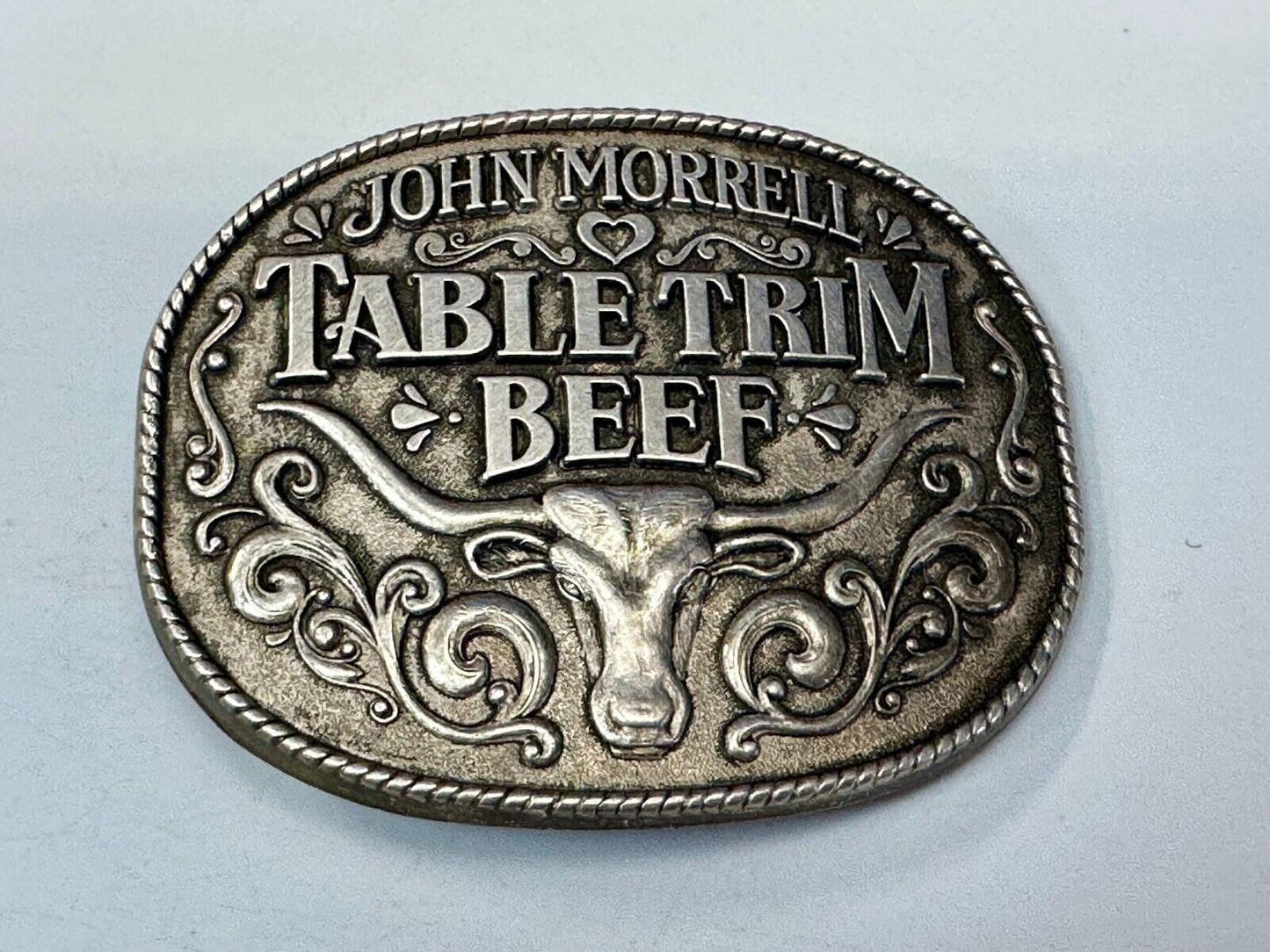 Table Trim beef - John Morrell vintage meat supplier store belt buckle