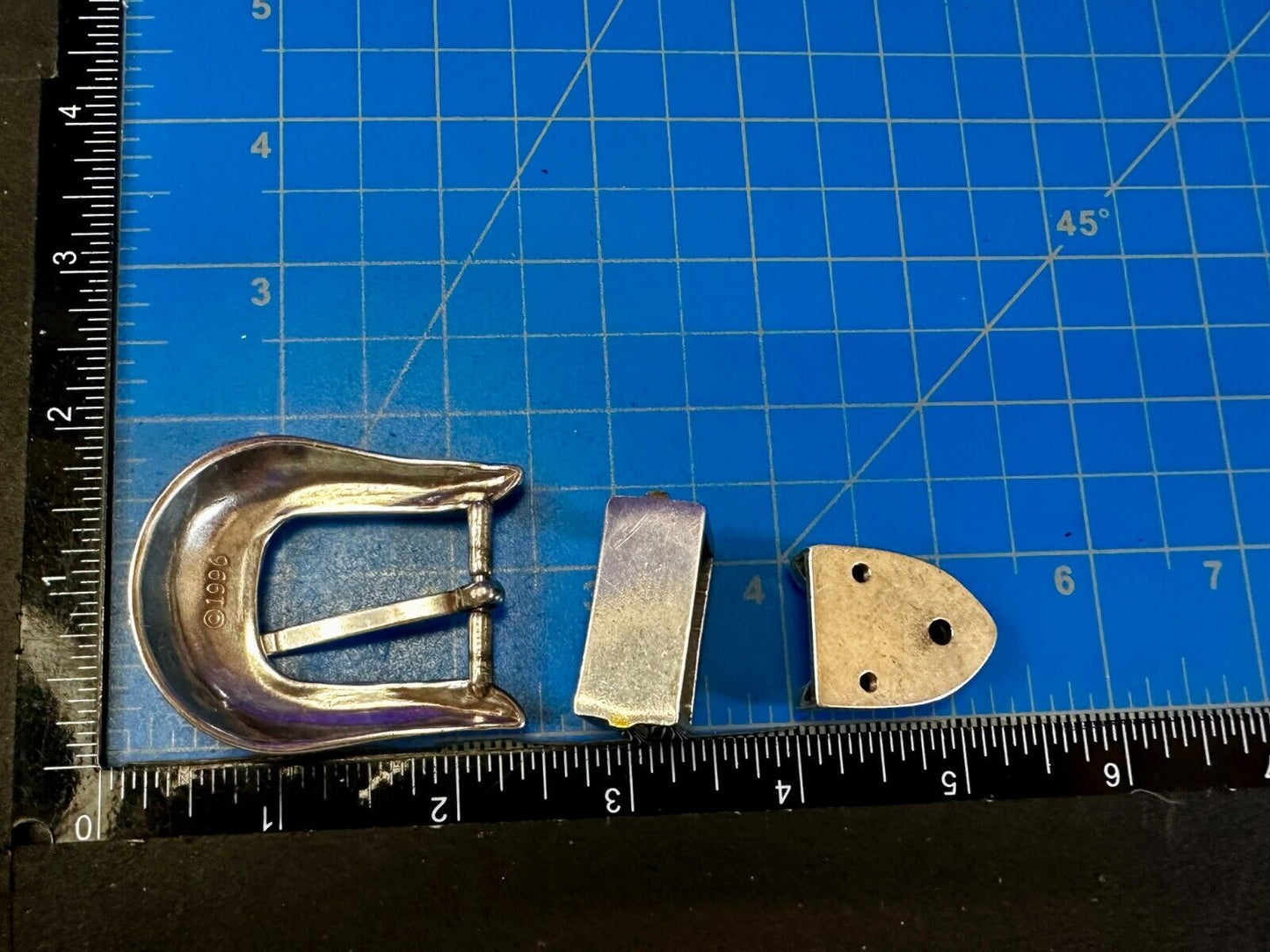 Two Tone Ranger Style Western Belt Buckle set for 1" belt Keeper & Tip Included