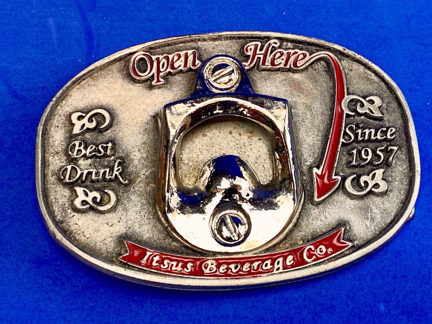 Vintage Bottle Opener Belt Buckle - Open Here - ultimate pickup line! maybe?