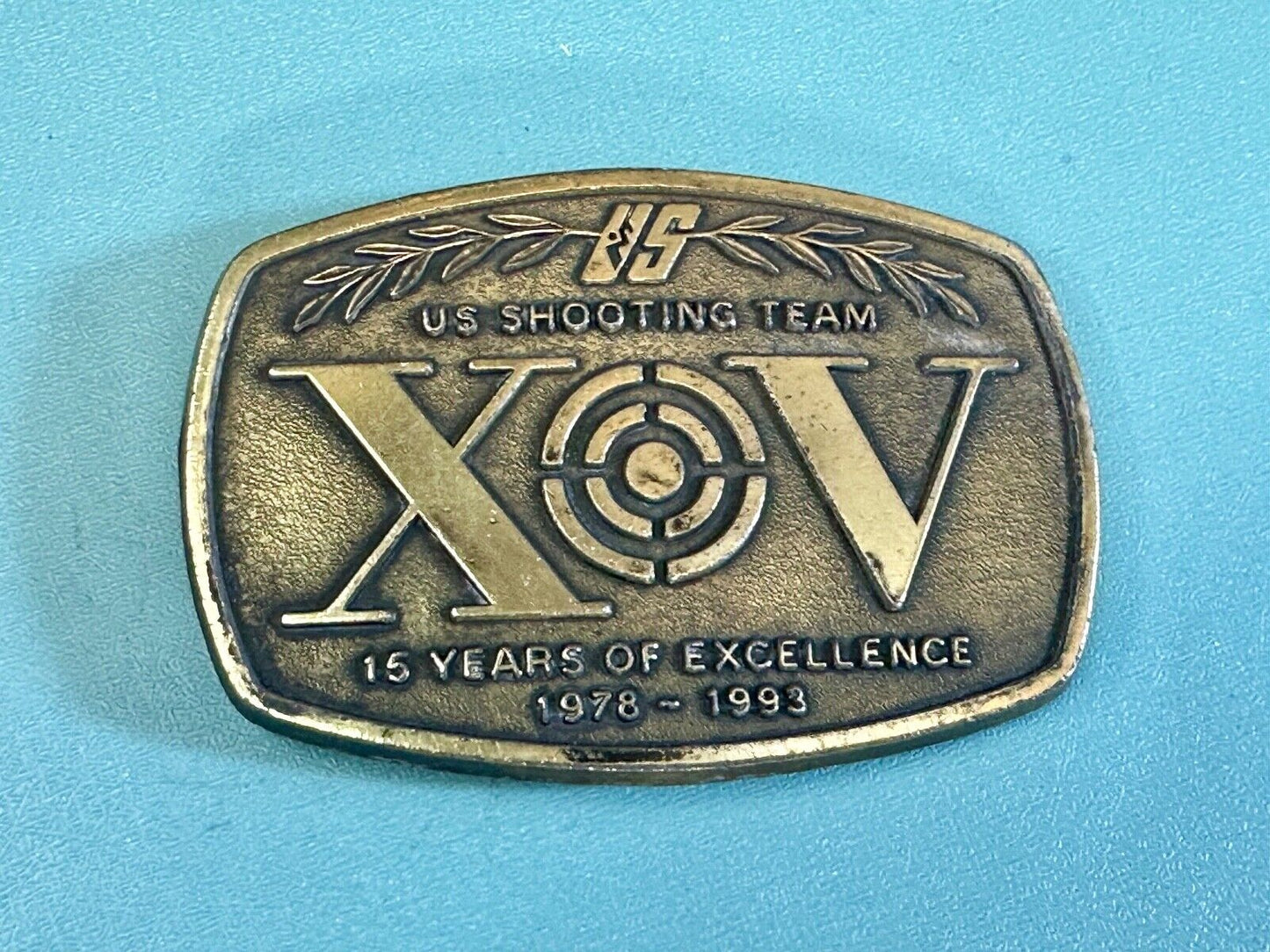 Vintage 1993 US Shooting Team 15 Years of Excellence Team USA Belt Buckle