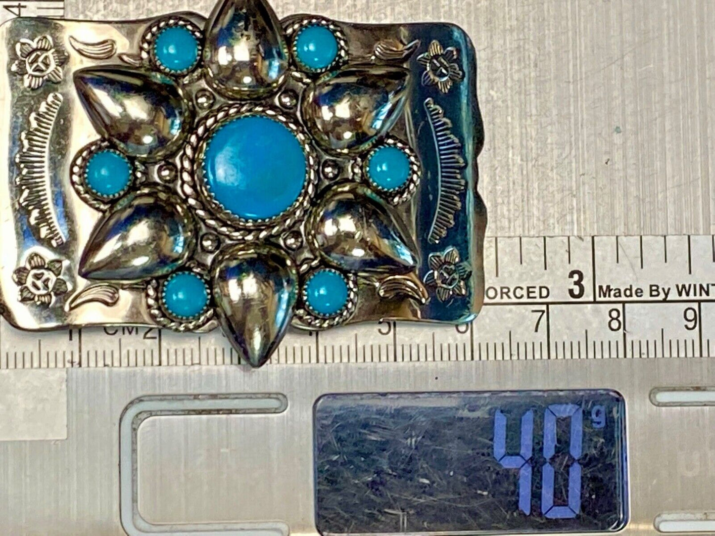 Beautiful Nickel Silver Southwestern 2.5" Wide Belt Buckle By Bell
