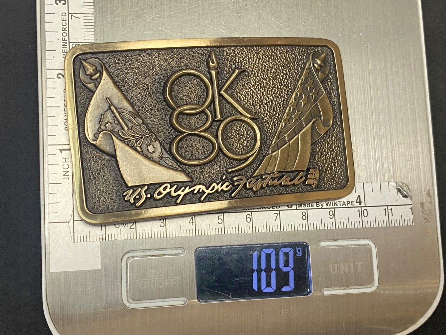 1989 Olympics Festival Commemorative Solid Brass Belt Buckle By Mwt