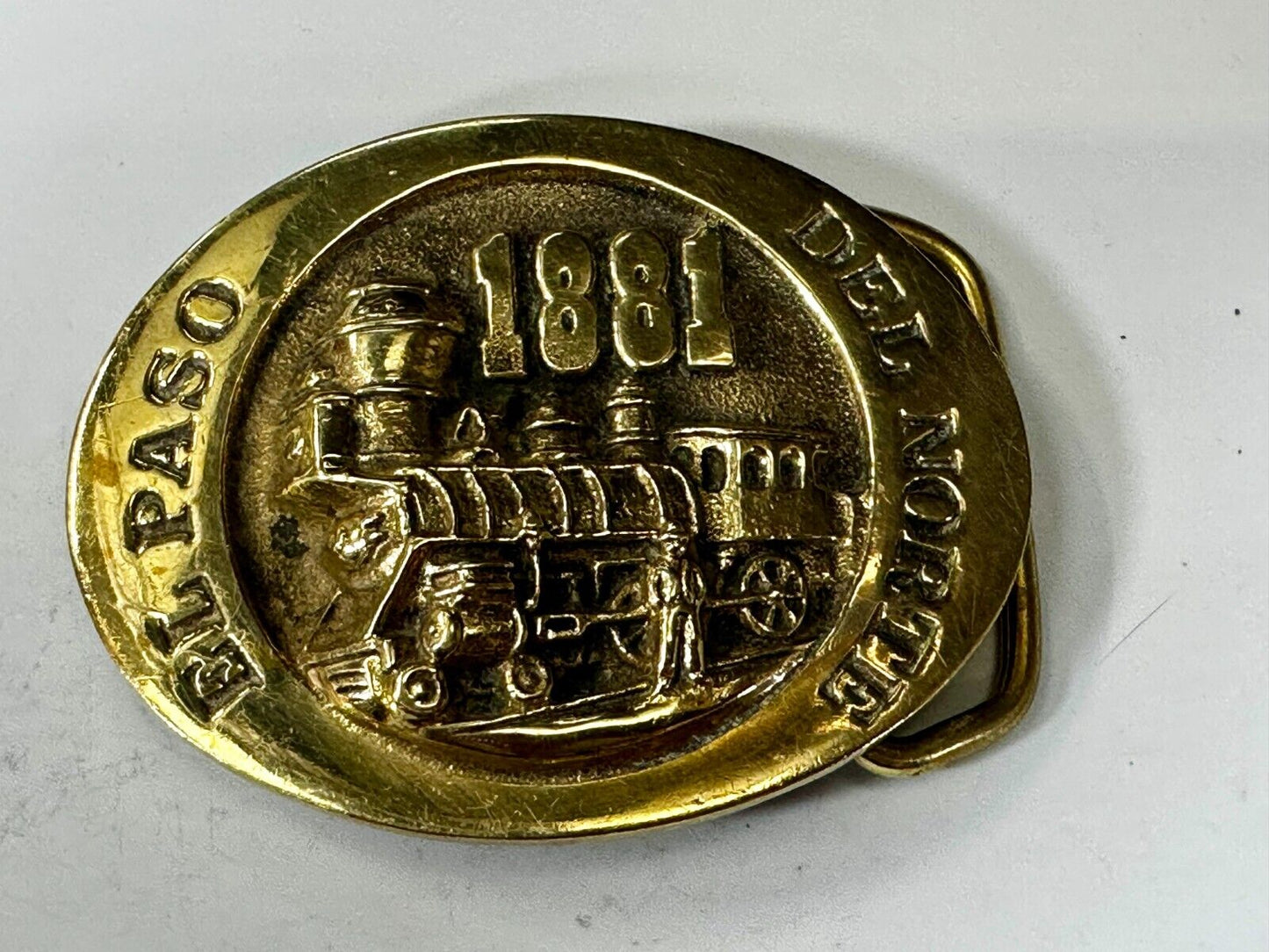 Train Engine El Paso Del Norte 1881 Rail Road Locomotive Solid Brass Belt Buckle