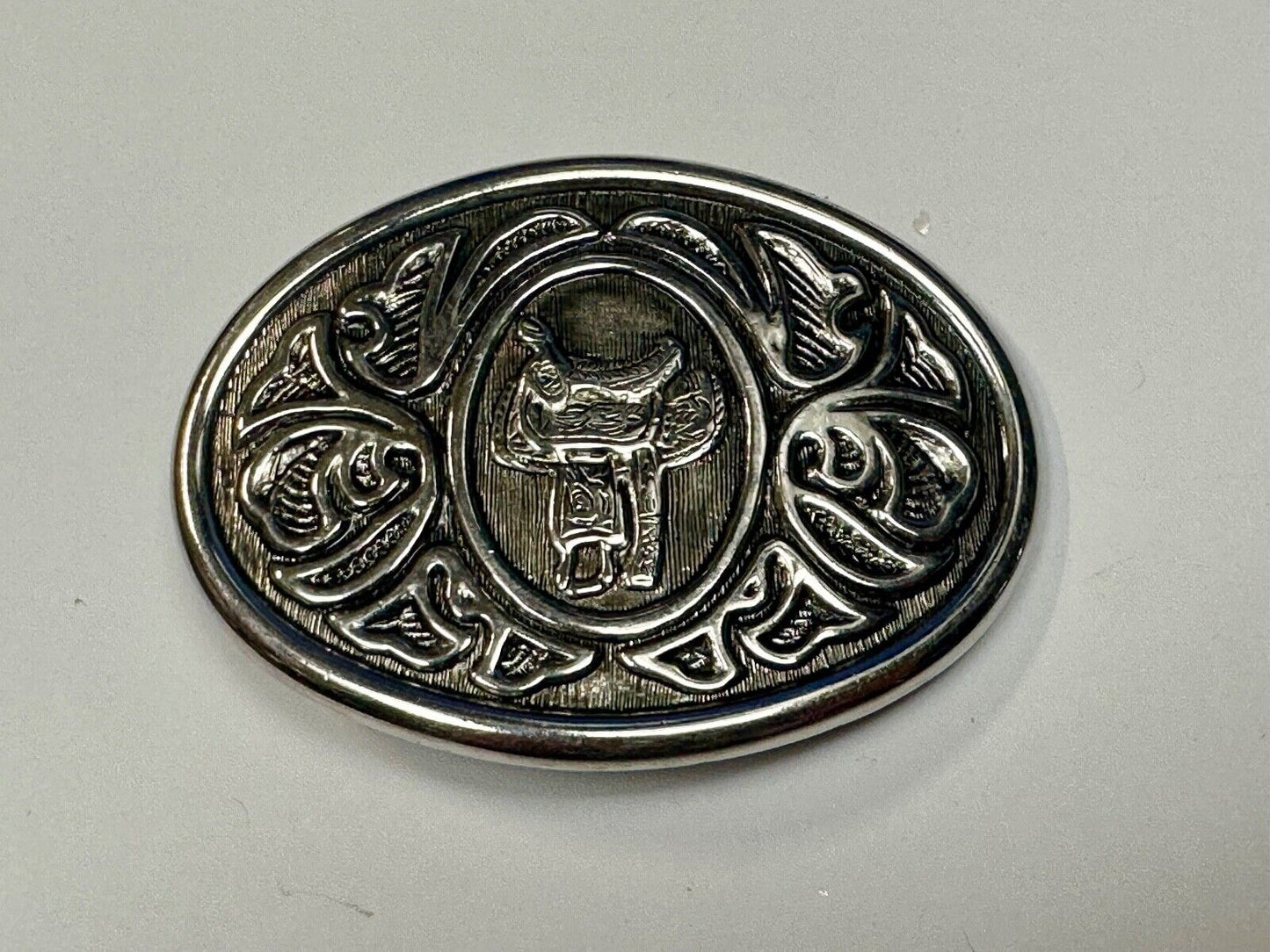 VINTAGE Avon Horse Saddle Western Ornate silver tone Belt Buckle