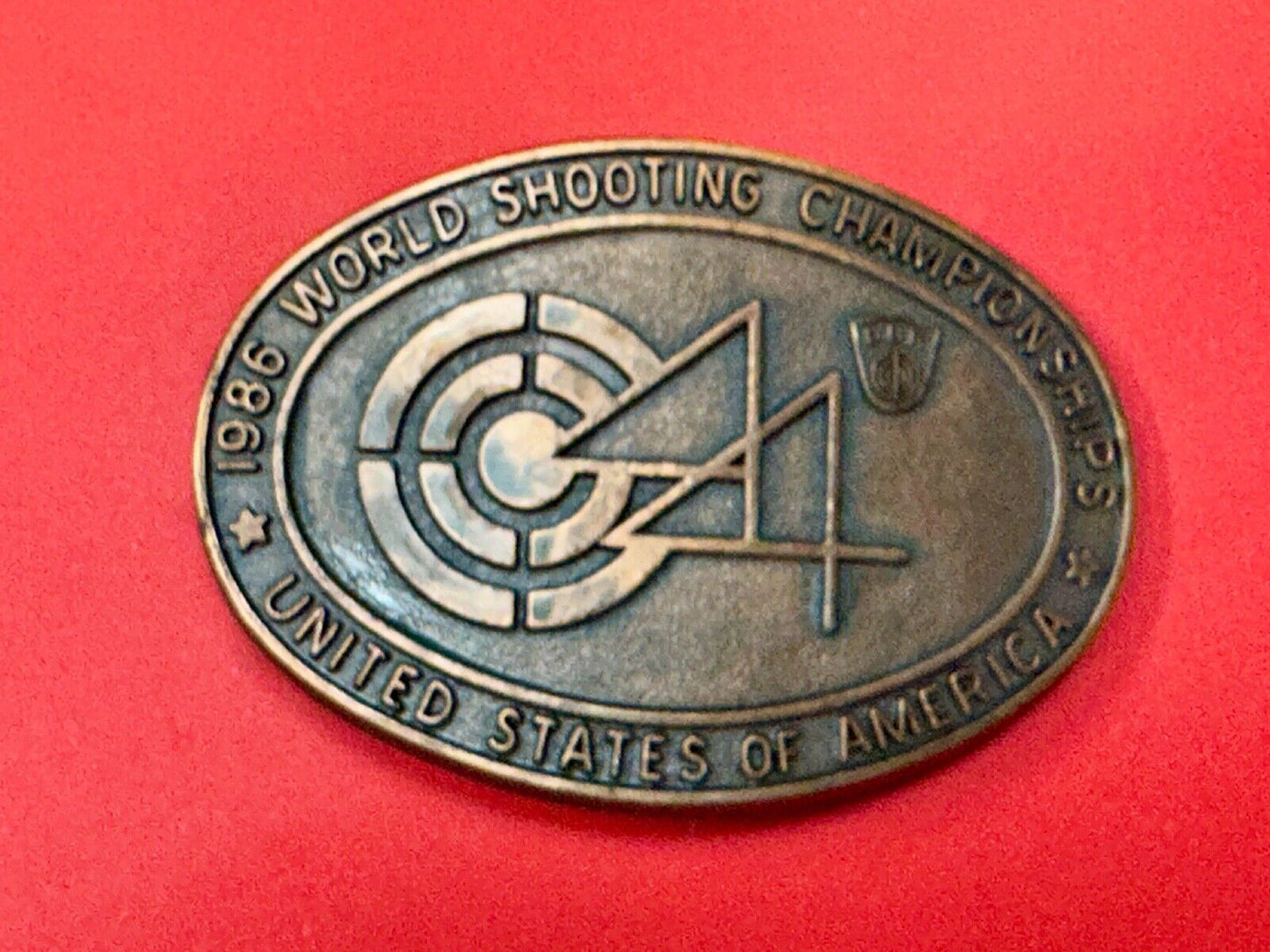 Vintage 1996 44 Wold Shooting Championships United States of America belt buckle