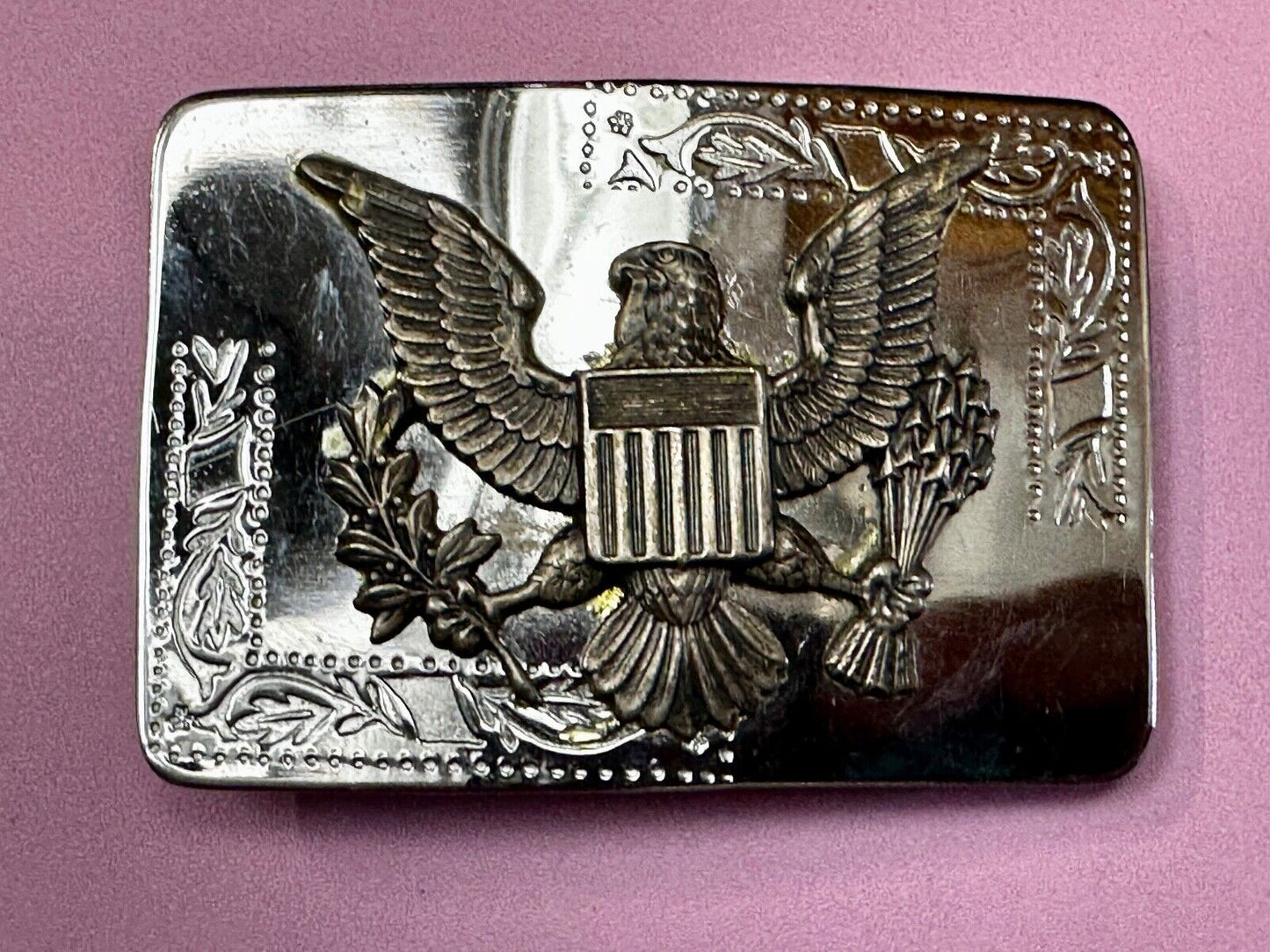 The Great Seal of the USA Vintage Reflective two tone Belt Buckle - See Hallmark