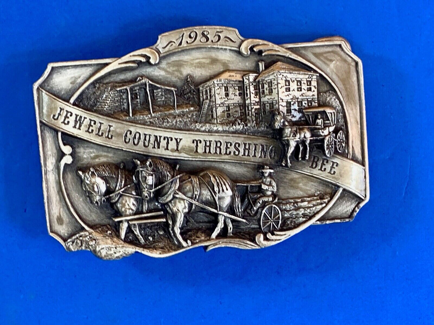 Vintage 80’S Jewell County Kansas Threshing Bee Case Farm Siskiyou Belt Buckle