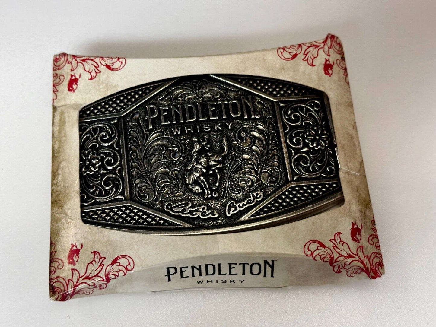 2022 Pendleton Whisky Let'er Buck Montana Silversmith Rodeo NOS Belt Buckle