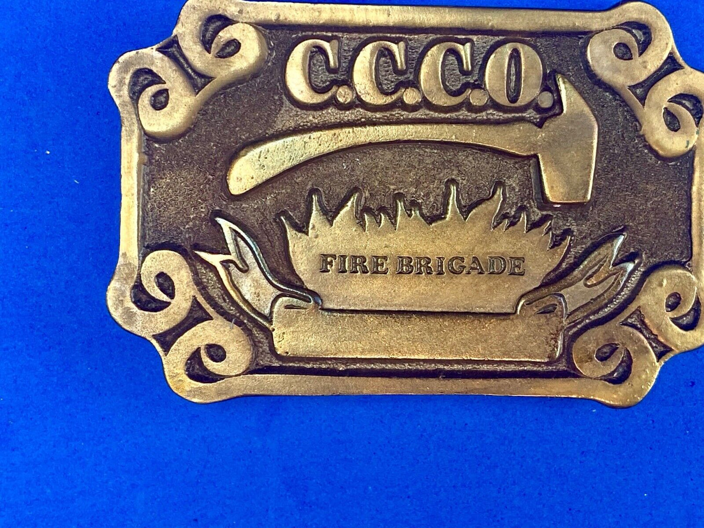 Vintage 1977 C.C.C.O. Fire Fighters Brigade belt buckle by Adezy Denver
