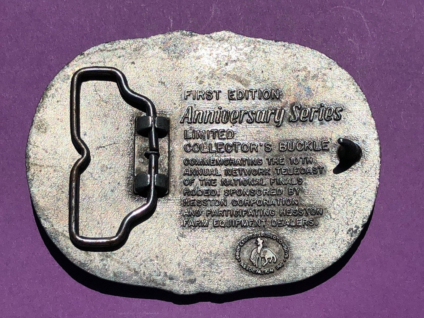 1983 25th Anniversary Series Hesston National Finals Rodeo Belt Buckle 3.5x3"