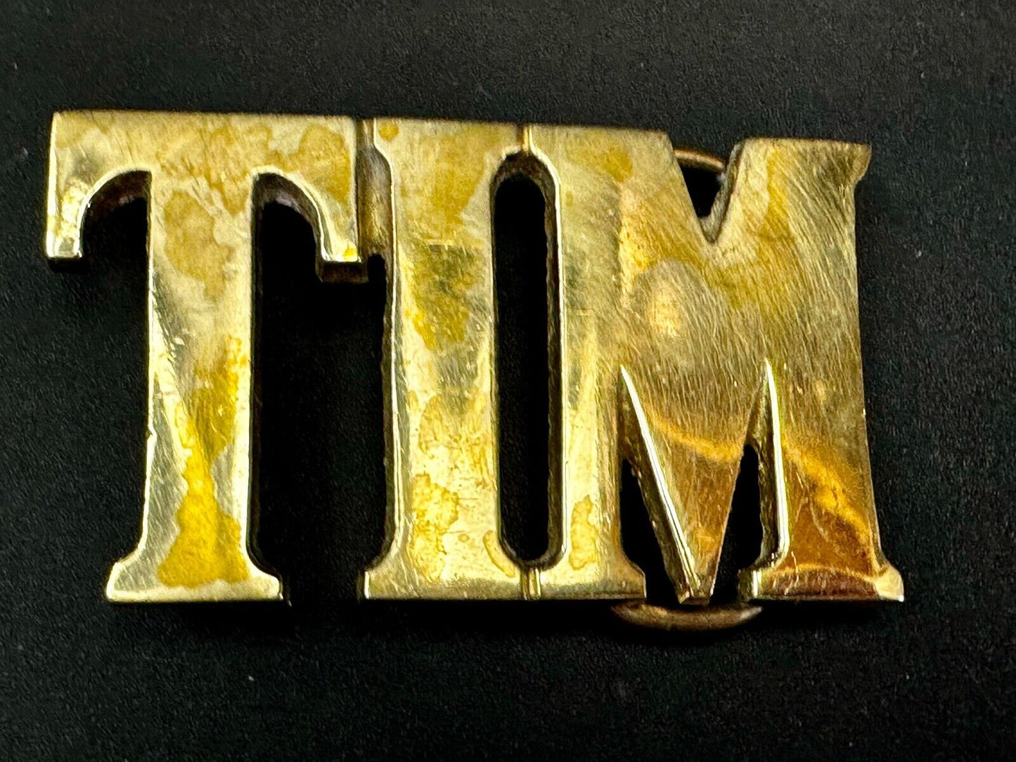 TIM - Custom Name cutout block letters Solid Brass Belt Buckle